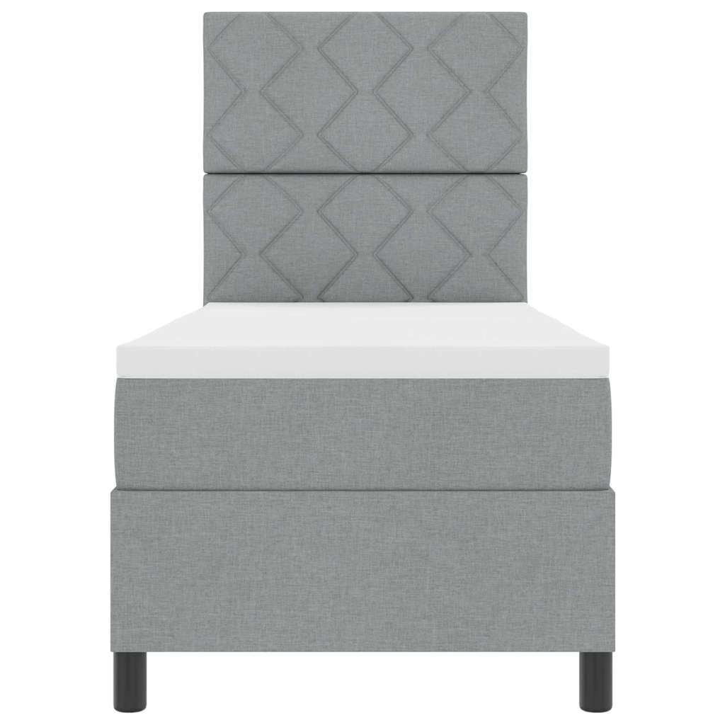 Box spring seng med hovedgærde Lysegrå 80 x 200 cm Stof