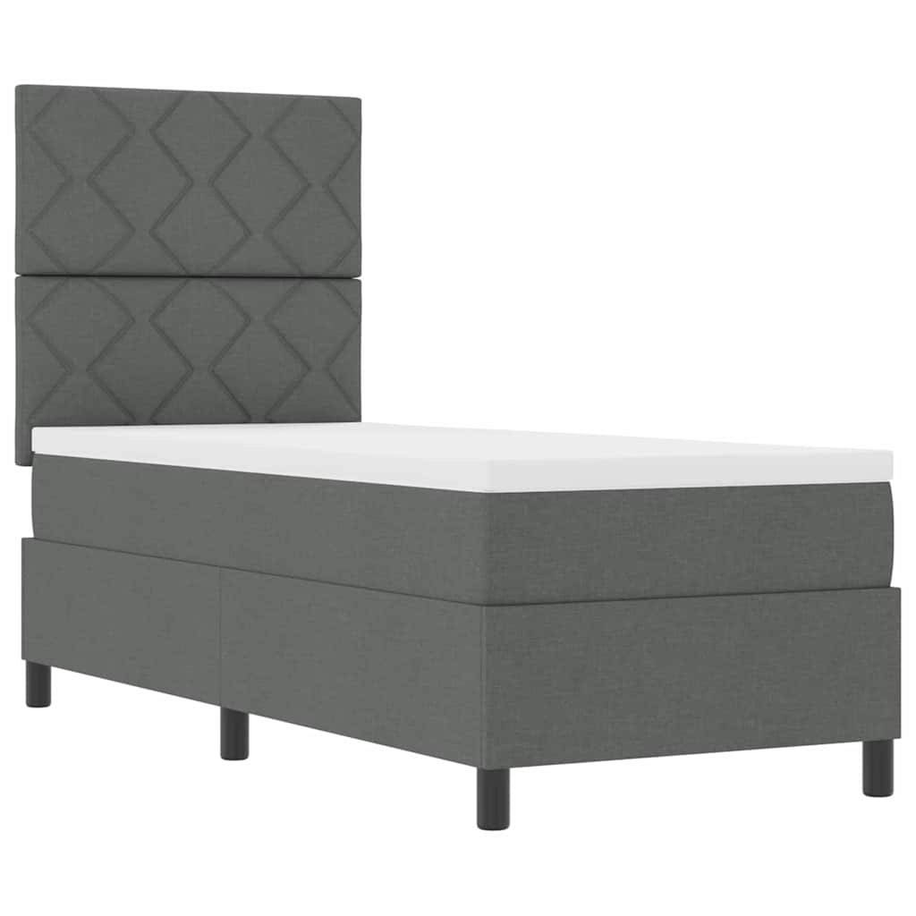 Box spring seng med hovedgærde Mørkegrå 80 x 200 cm Stof