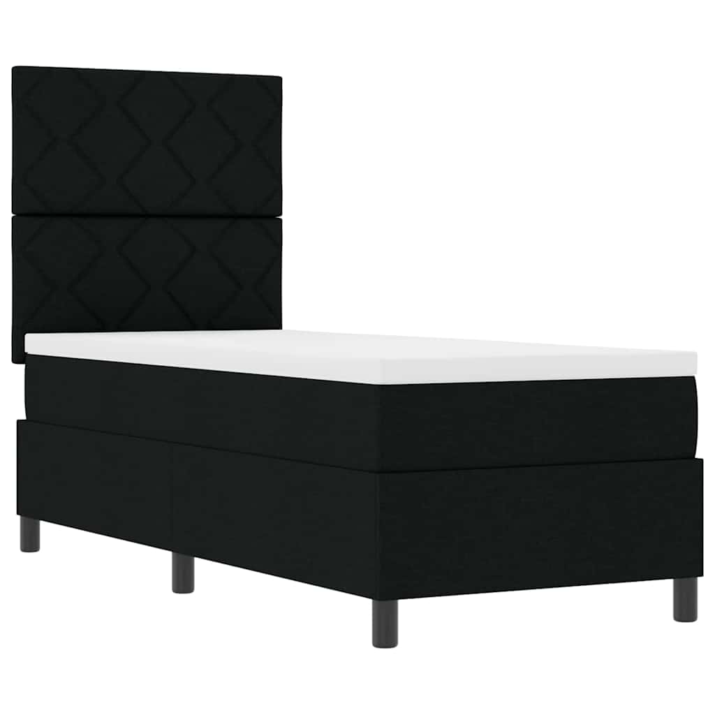 Box spring seng med hovedgærde Sort 80 x 200 cm Stof