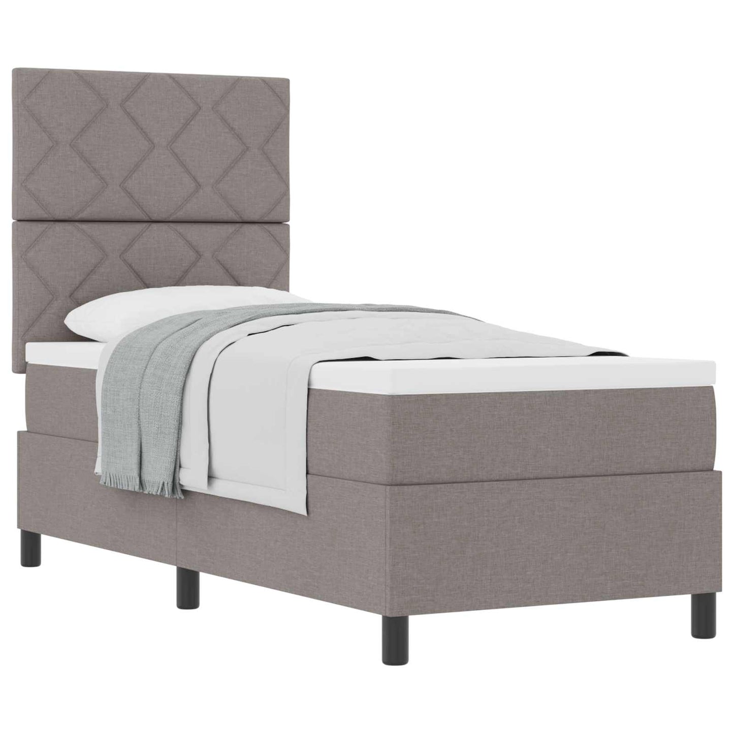Box spring seng med hovedgærde Gråbrun 80 x 200 cm Stof
