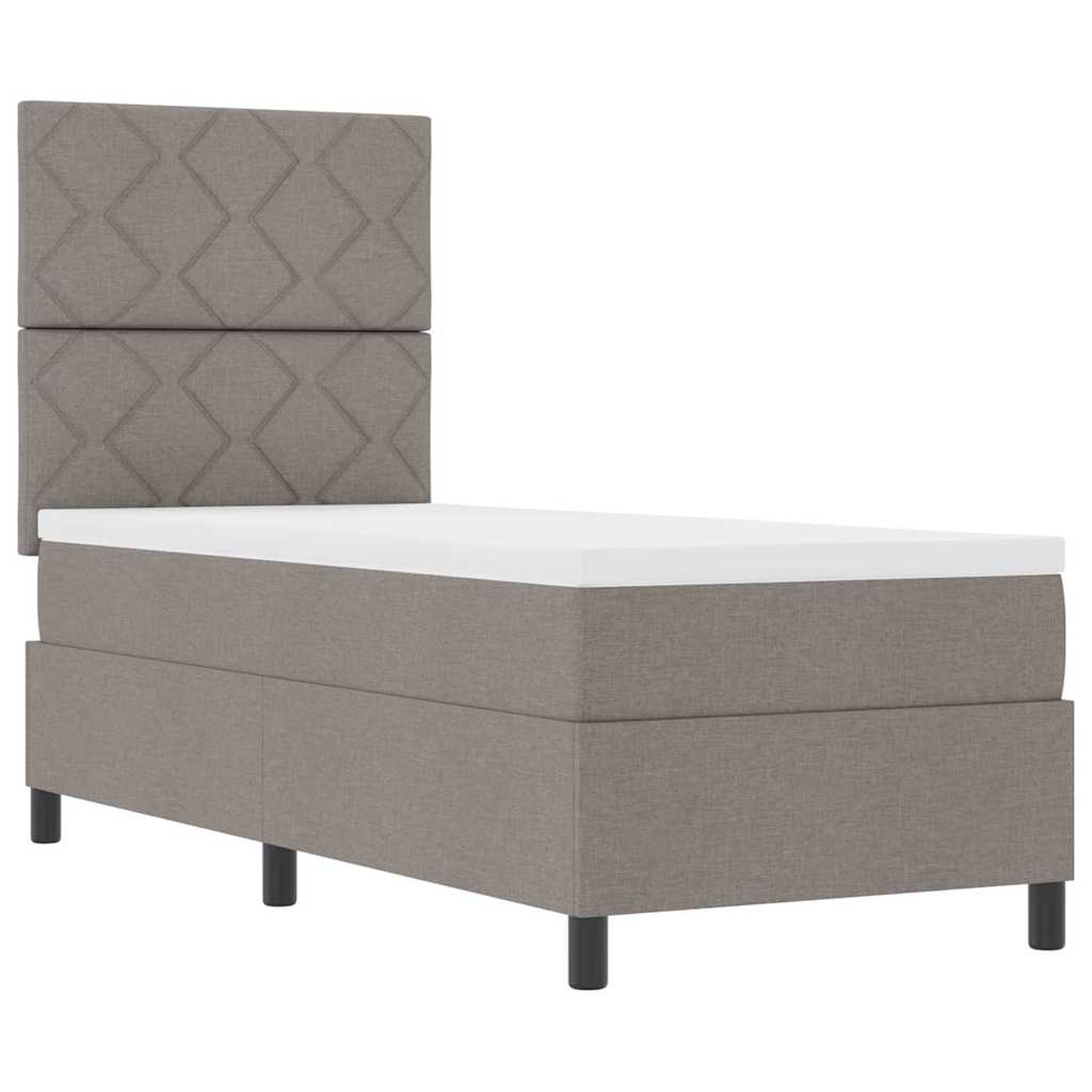 Box spring seng med hovedgærde Gråbrun 80 x 200 cm Stof