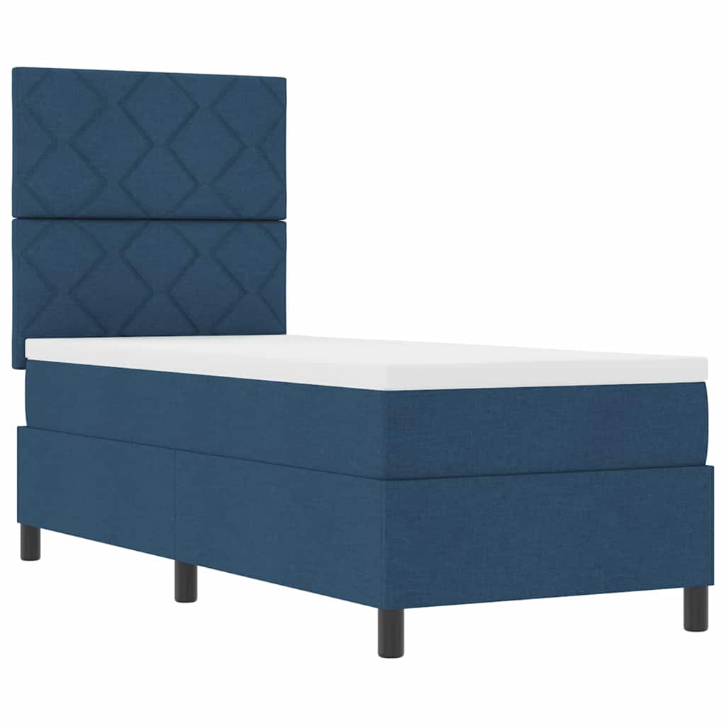 Box spring seng med hovedgærde Blå 80 x 200 cm Stof