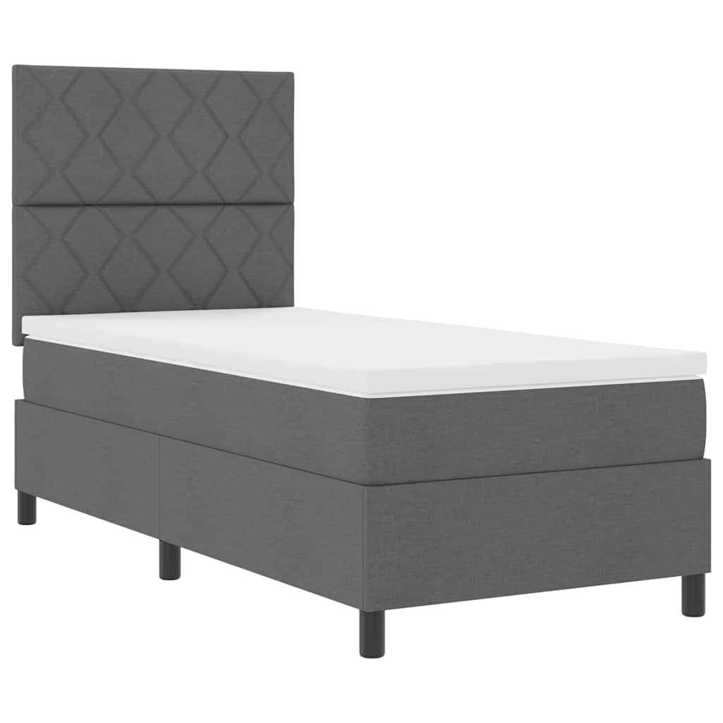 Box spring seng med hovedgærde Mørkegrå 90 x 190 cm Stof