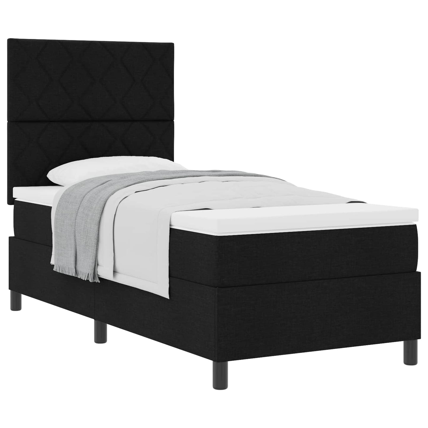 Box spring seng med hovedgærde Sort 90 x 190 cm Stof