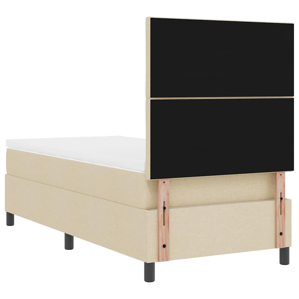 Box spring seng med hovedgærde Creme 90 x 190 cm Stof