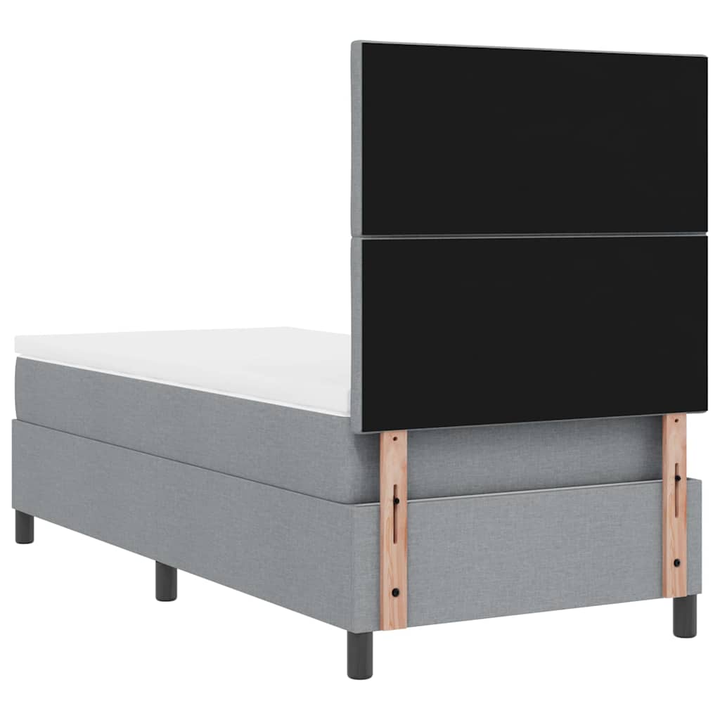 Box spring seng med hovedgærde Lysegrå 90 x 200 cm Stof