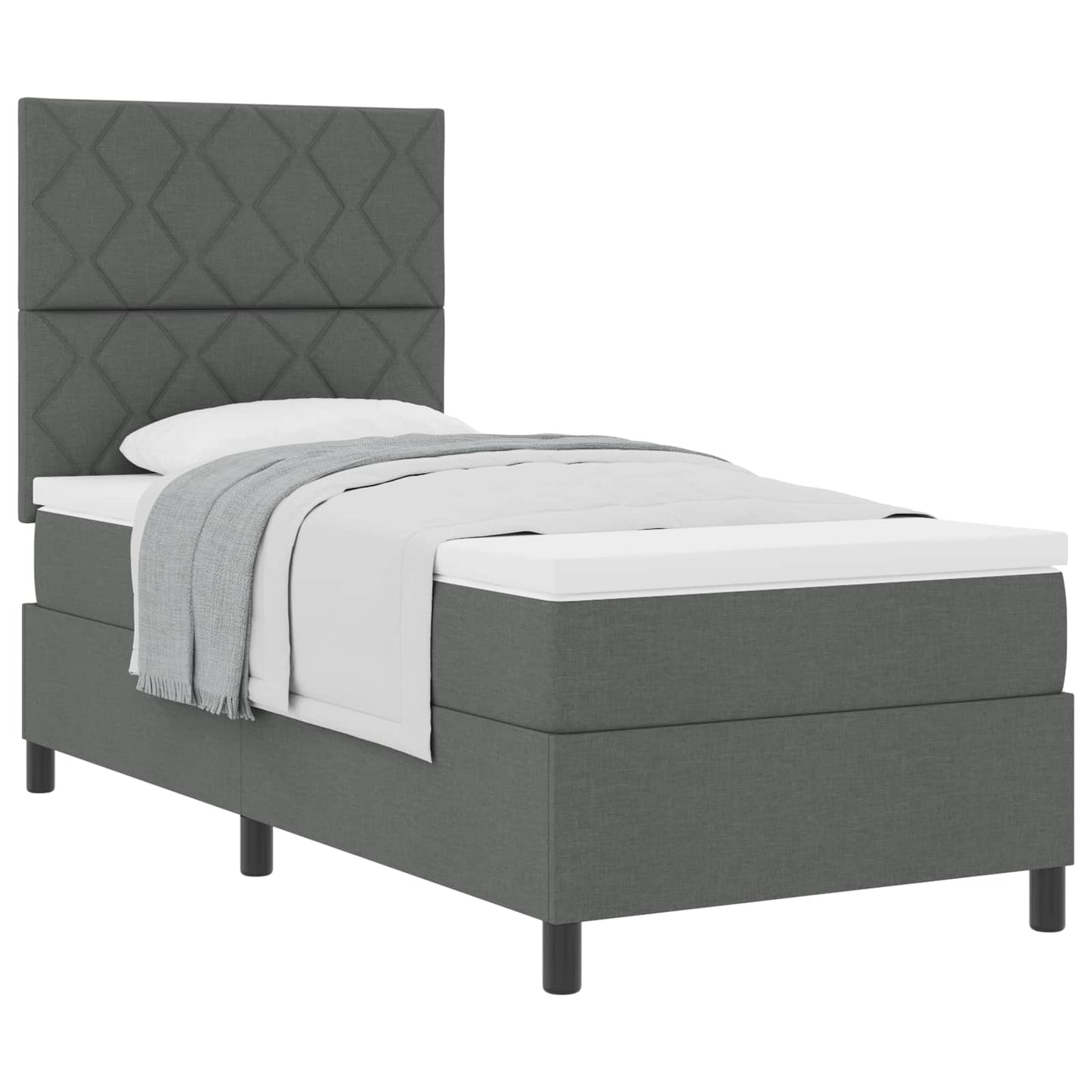 Box spring seng med hovedgærde Mørkegrå 90 x 200 cm Stof