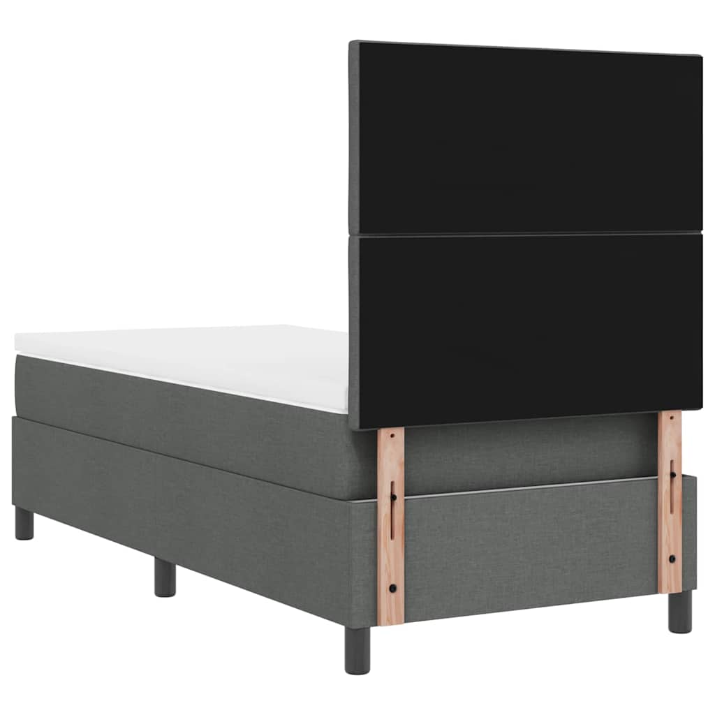 Box spring seng med hovedgærde Mørkegrå 90 x 200 cm Stof