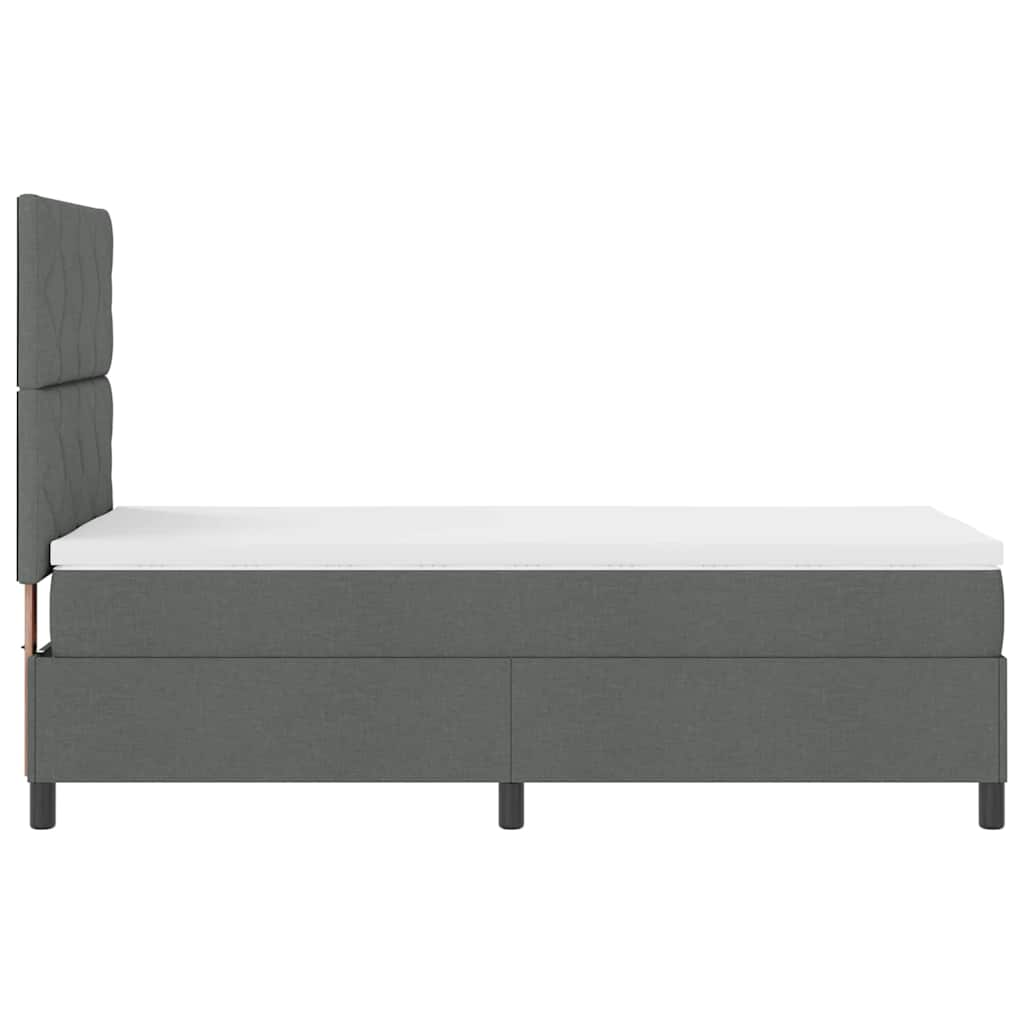 Box spring seng med hovedgærde Mørkegrå 100 x 200 cm Stof