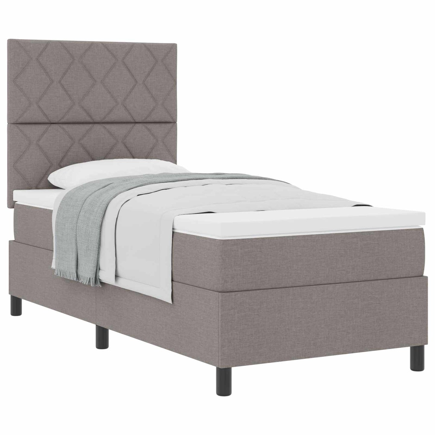 Box spring seng med hovedgærde Gråbrun 100 x 200 cm Stof