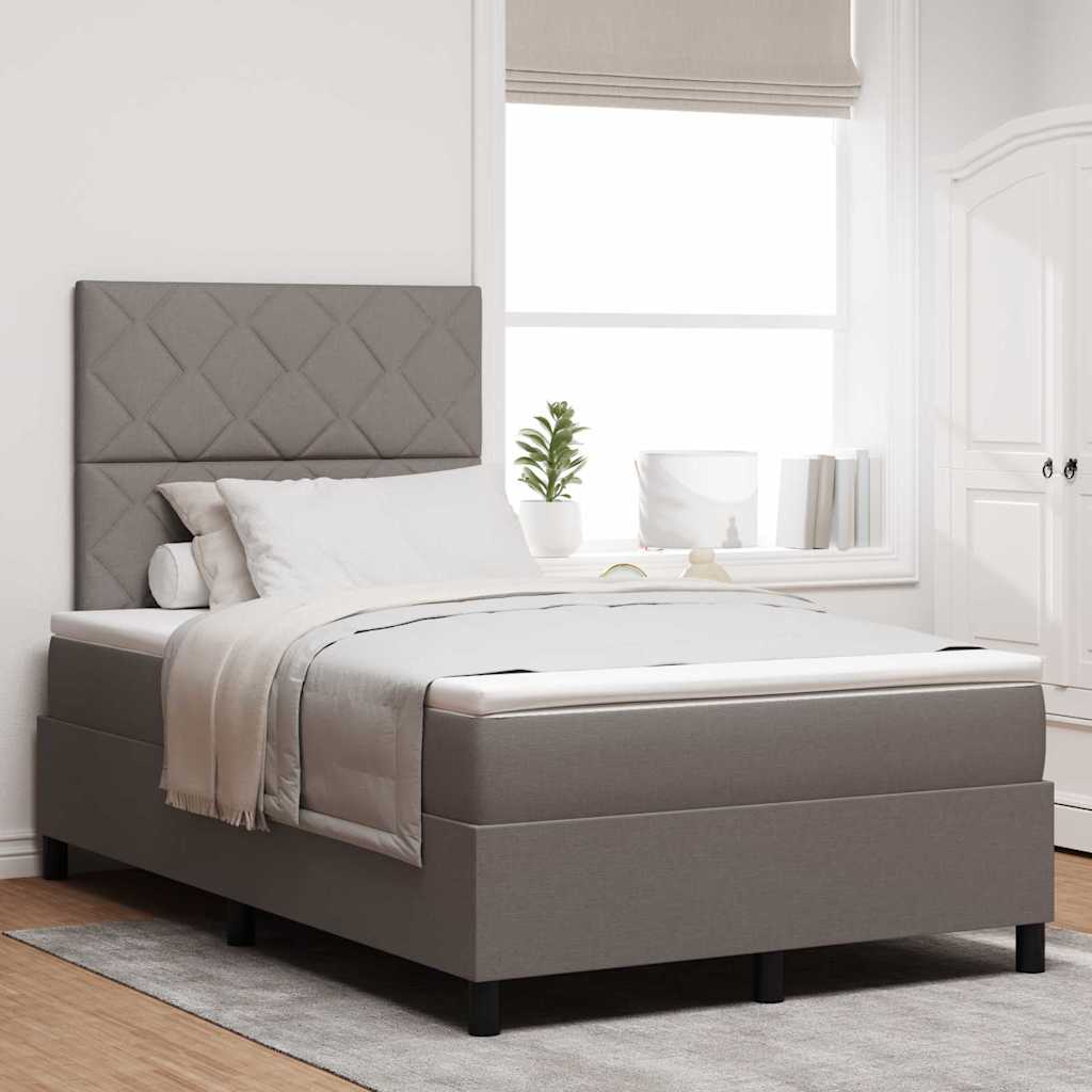 Box spring seng med hovedgærde Gråbrun 120 x 190 cm Stof