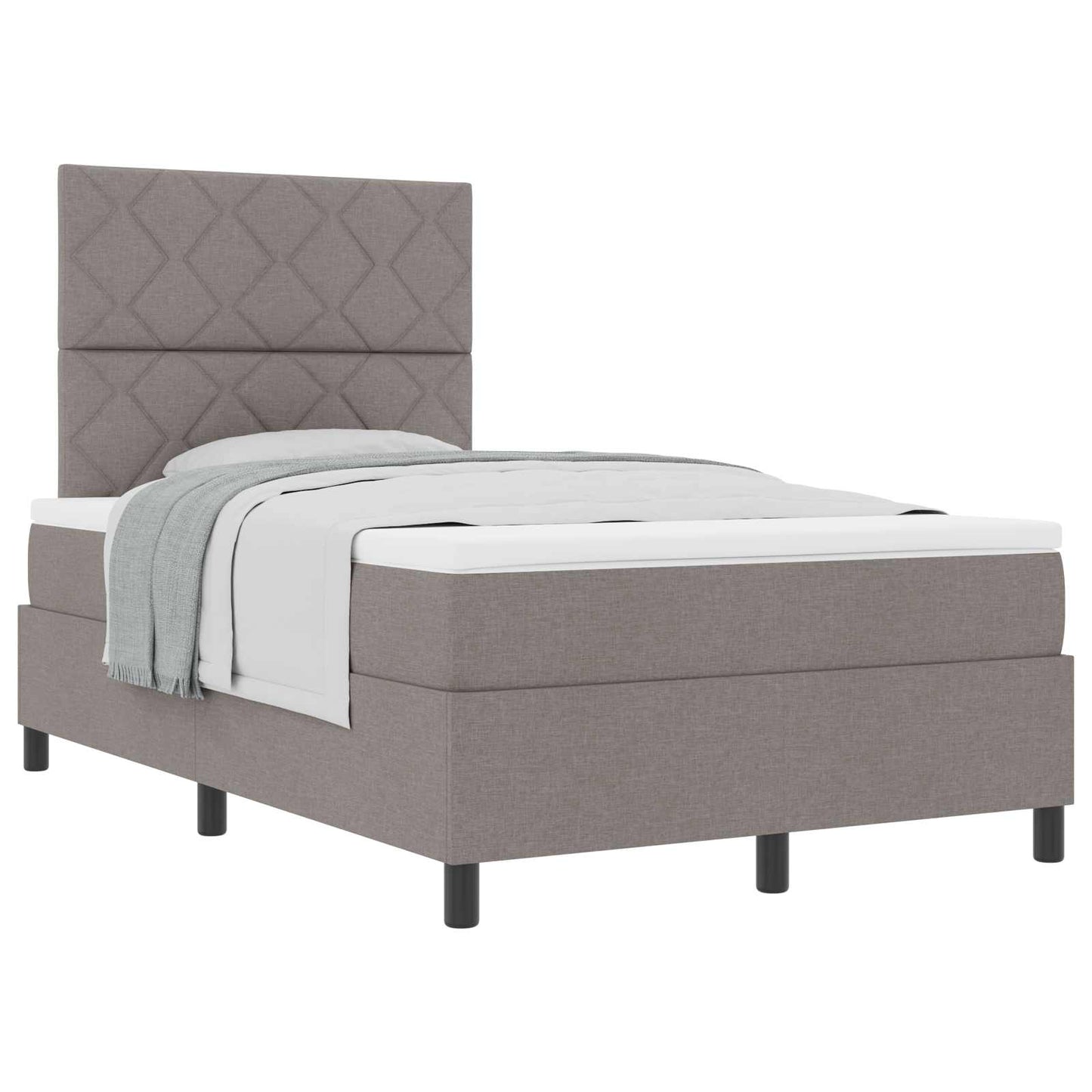 Box spring seng med hovedgærde Gråbrun 120 x 190 cm Stof