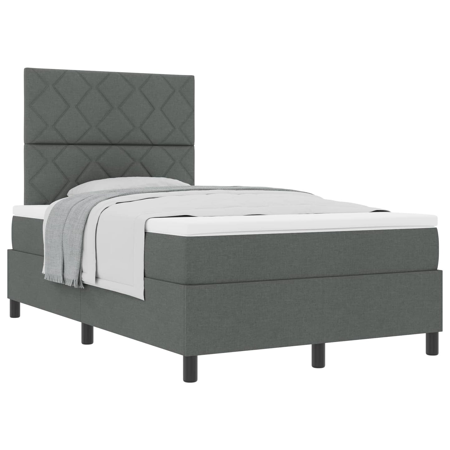 Box spring seng med hovedgærde Mørkegrå 120 x 200 cm Stof