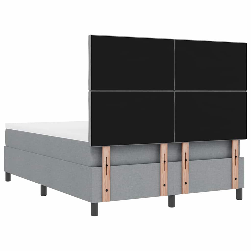 Box spring seng med hovedgærde Lysegrå 140 x 190 cm Stof