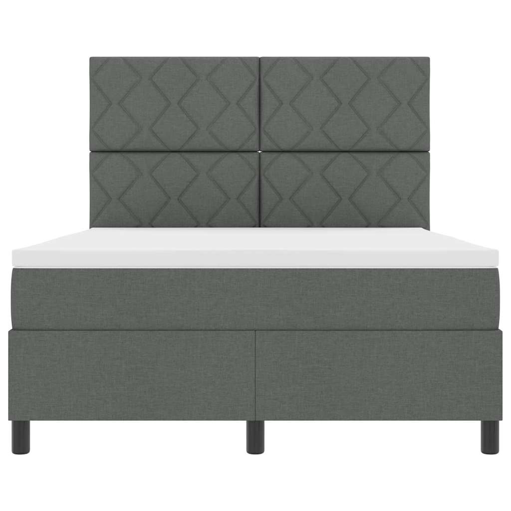 Box spring seng med hovedgærde Mørkegrå 140 x 190 cm Stof