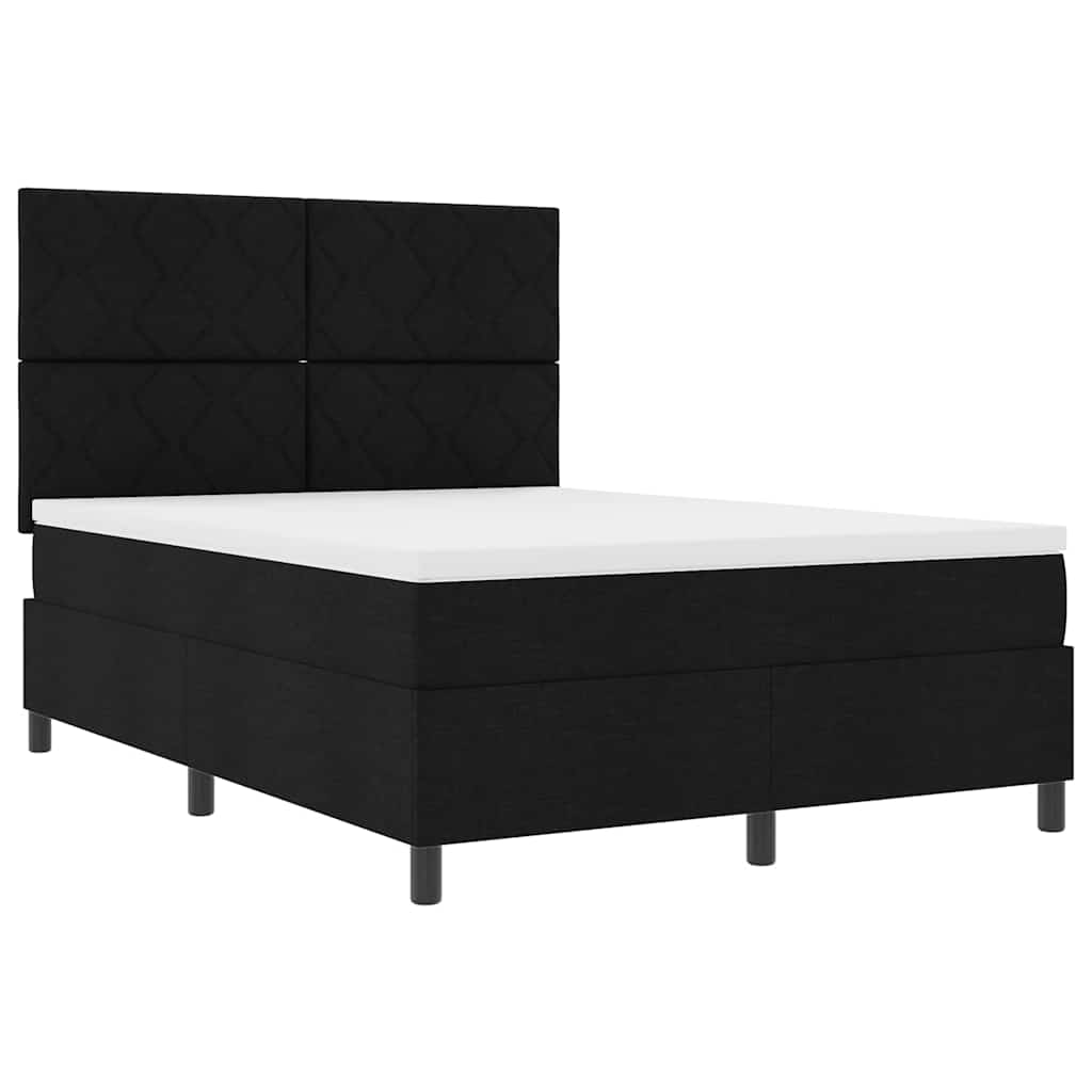 Box spring seng med hovedgærde Sort 140 x 190 cm Stof