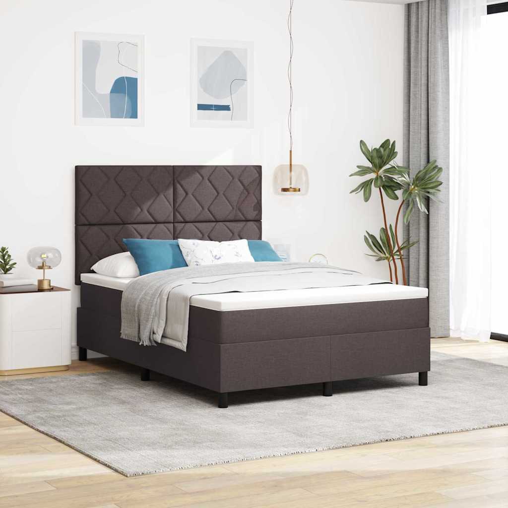Box spring seng med hovedgærde Mørk Brun 140 x 190 cm Stof