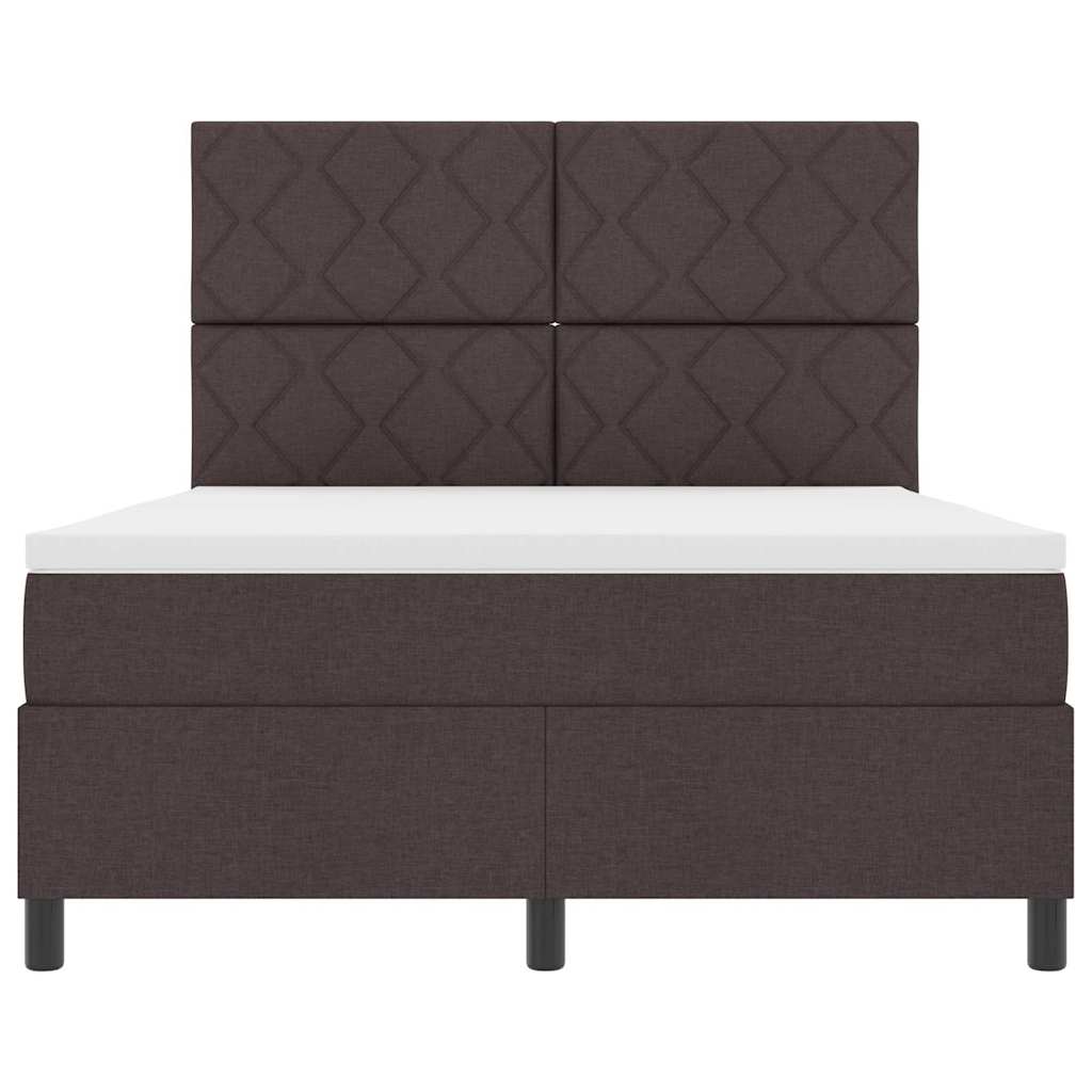 Box spring seng med hovedgærde Mørk Brun 140 x 190 cm Stof