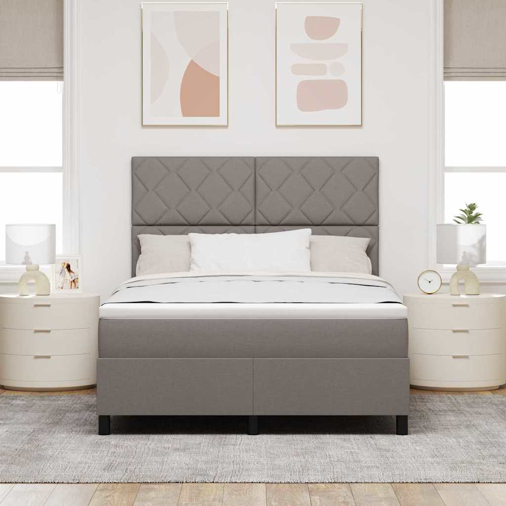 Box spring seng med hovedgærde Gråbrun 140 x 190 cm Stof