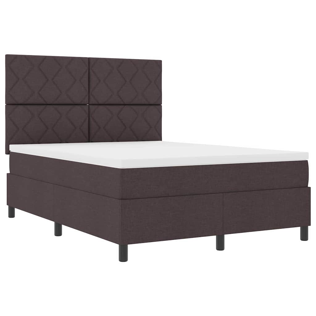 Box spring seng med hovedgærde Mørk Brun 140 x 200 cm Stof