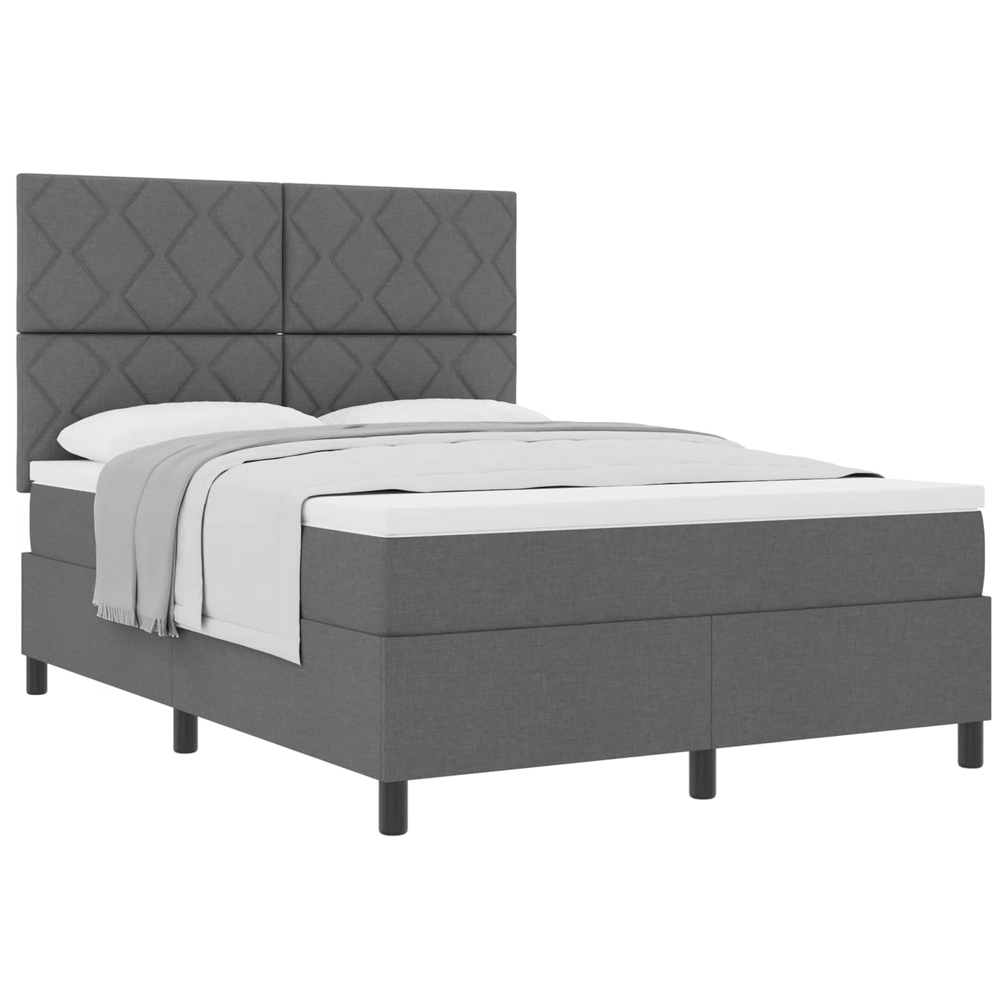 Box spring seng med hovedgærde Mørkegrå 160 x 200 cm Stof
