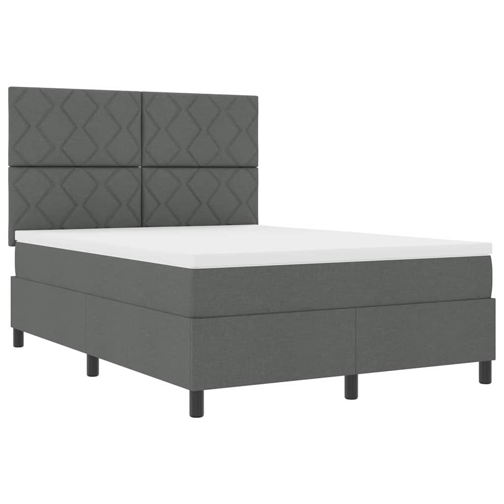 Box spring seng med hovedgærde Mørkegrå 160 x 200 cm Stof