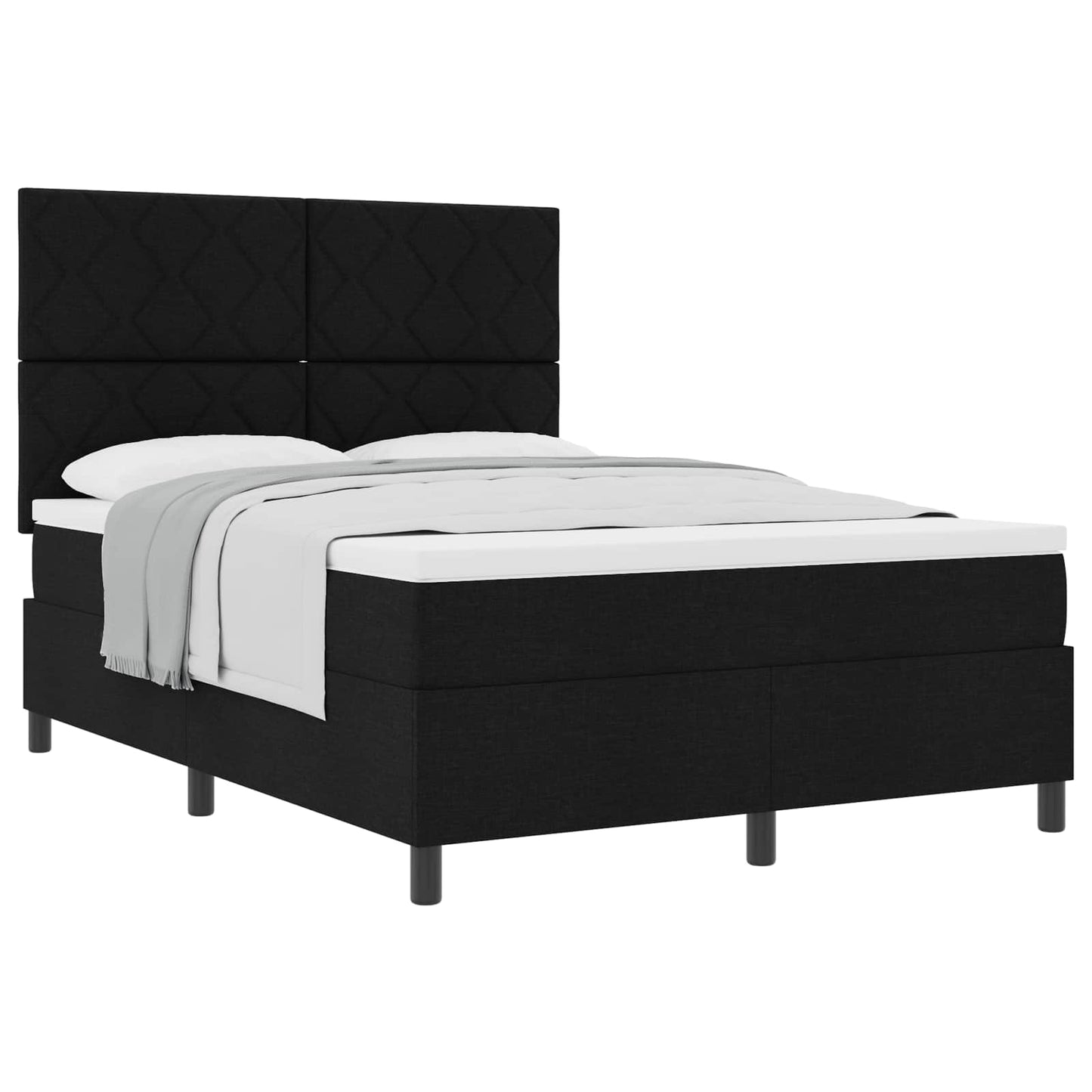 Box spring seng med hovedgærde Sort 160 x 200 cm Stof