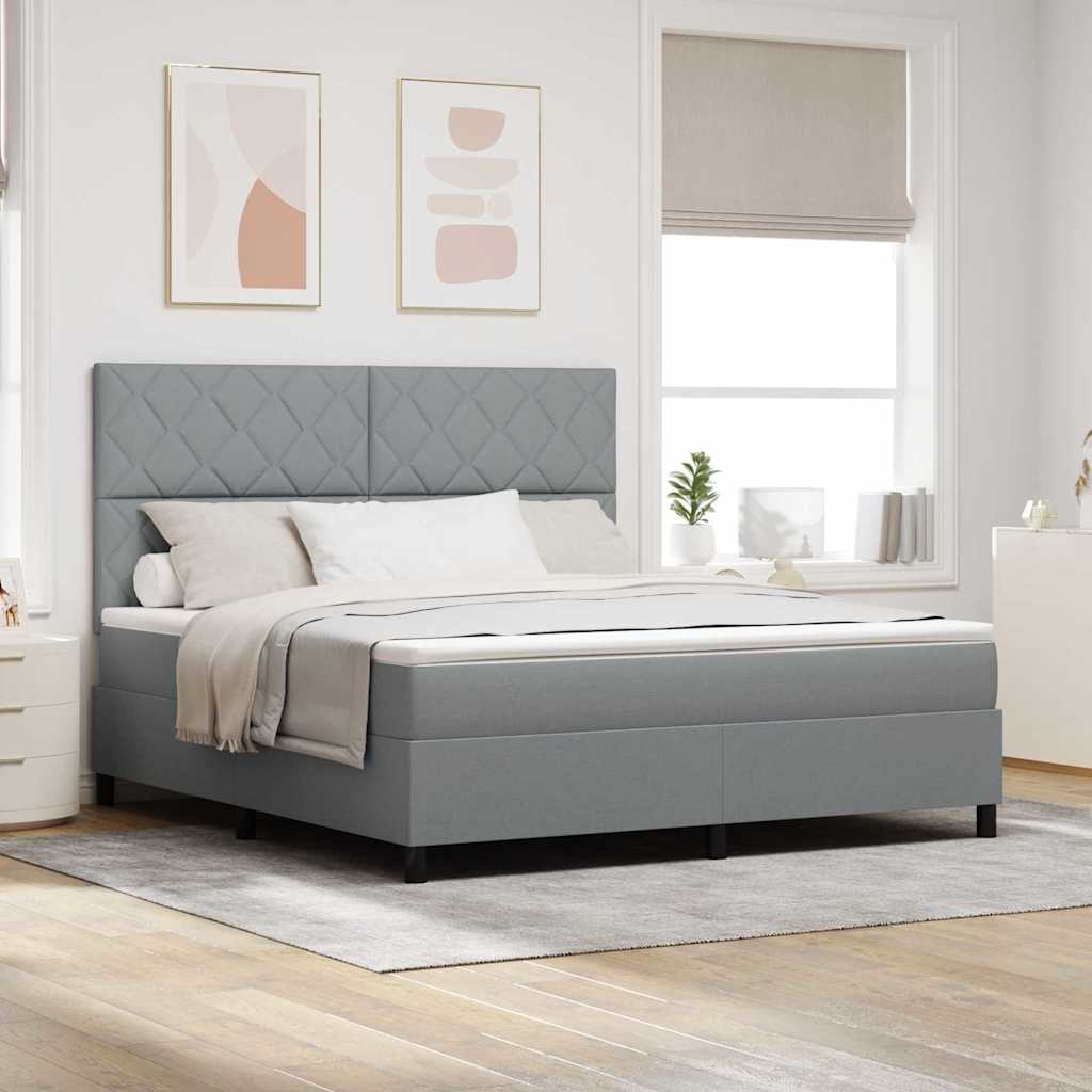 Box spring seng med hovedgærde Lysegrå 180 x 200 cm Stof