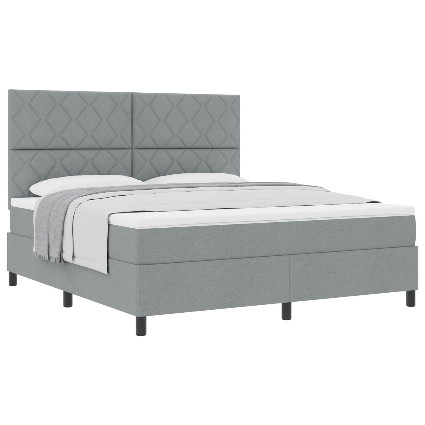 Box spring seng med hovedgærde Lysegrå 180 x 200 cm Stof