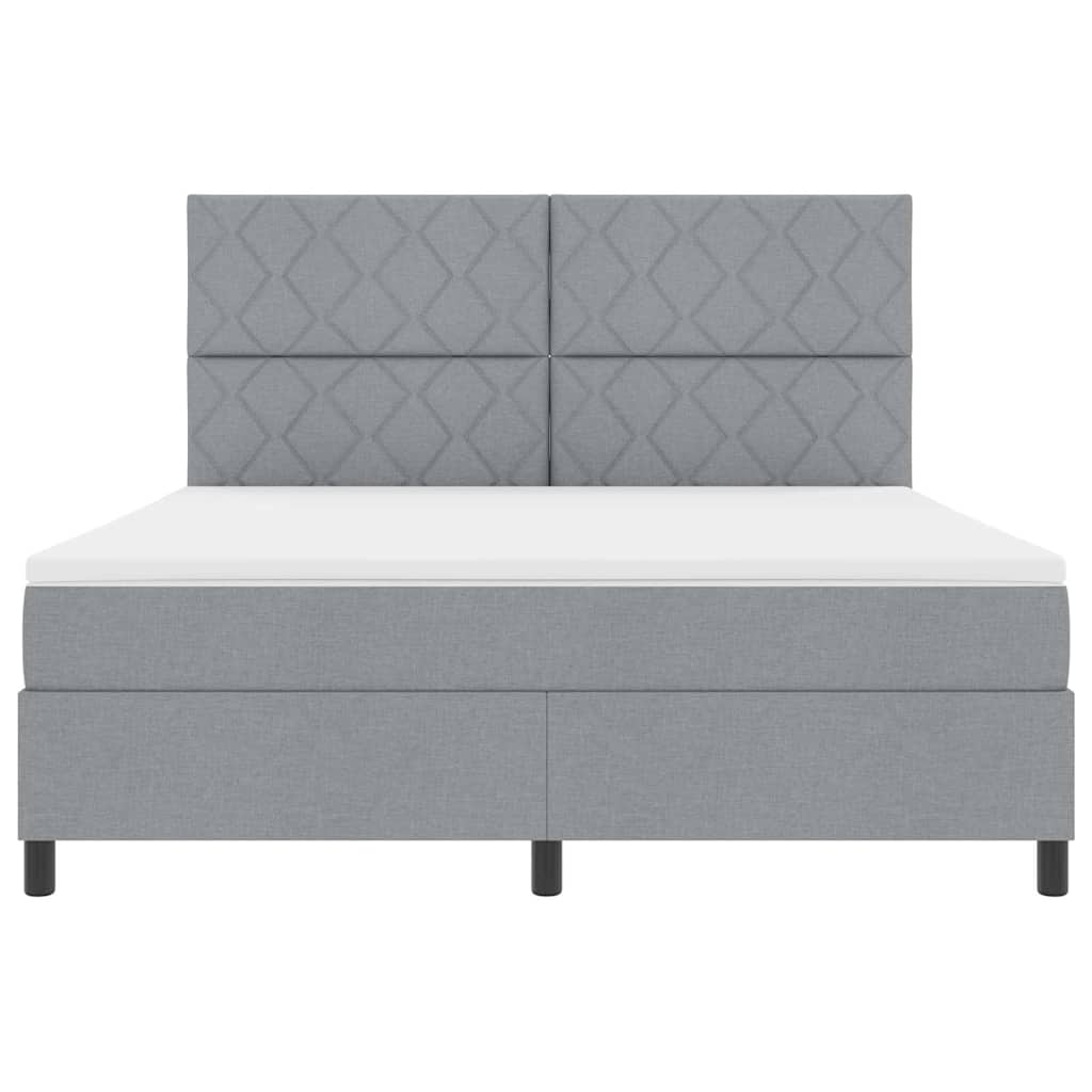 Box spring seng med hovedgærde Lysegrå 180 x 200 cm Stof