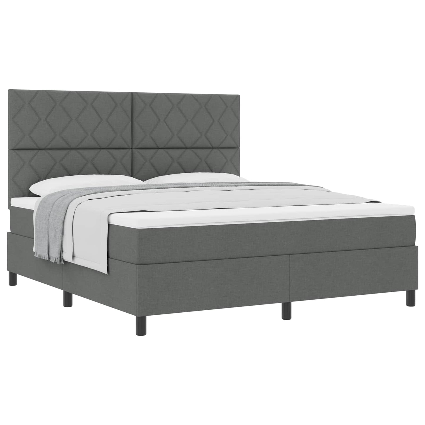 Box spring seng med hovedgærde Mørkegrå 180 x 200 cm Stof