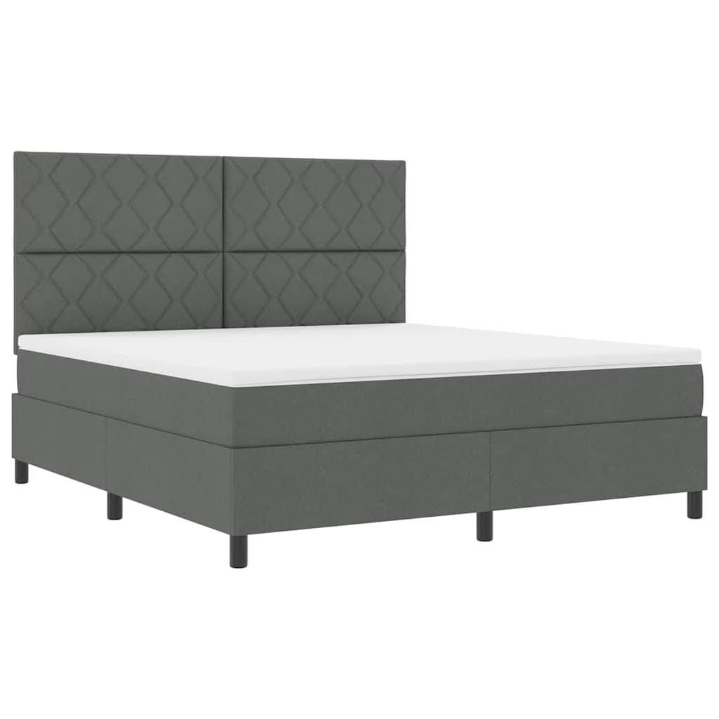Box spring seng med hovedgærde Mørkegrå 180 x 200 cm Stof