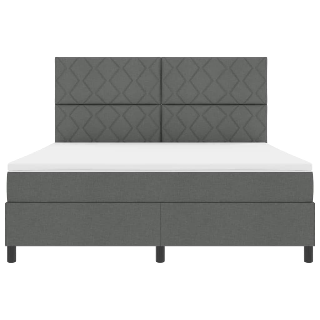 Box spring seng med hovedgærde Mørkegrå 180 x 200 cm Stof