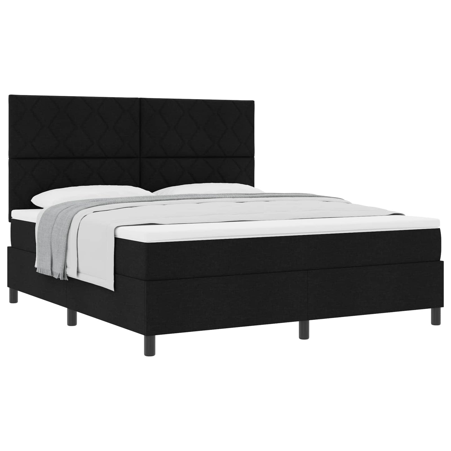 Box spring seng med hovedgærde Sort 180 x 200 cm Stof