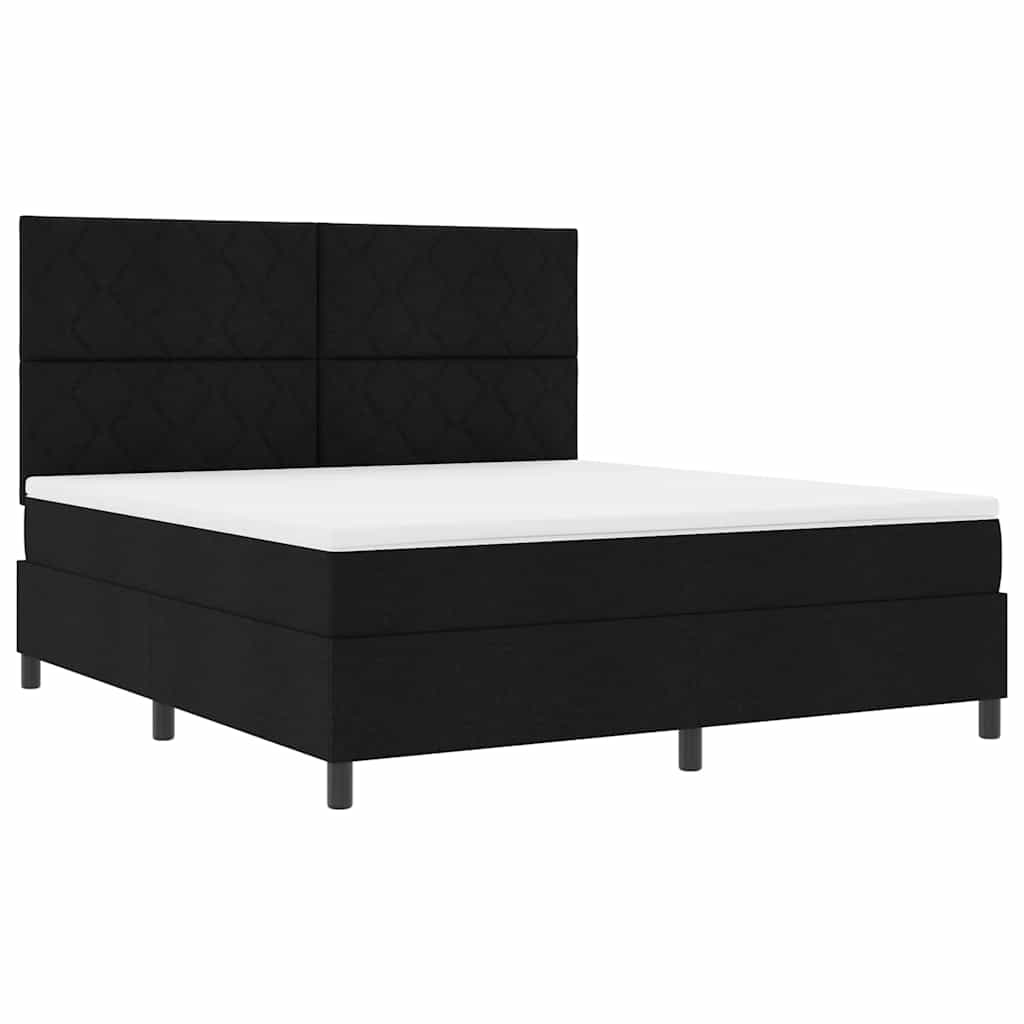 Box spring seng med hovedgærde Sort 180 x 200 cm Stof