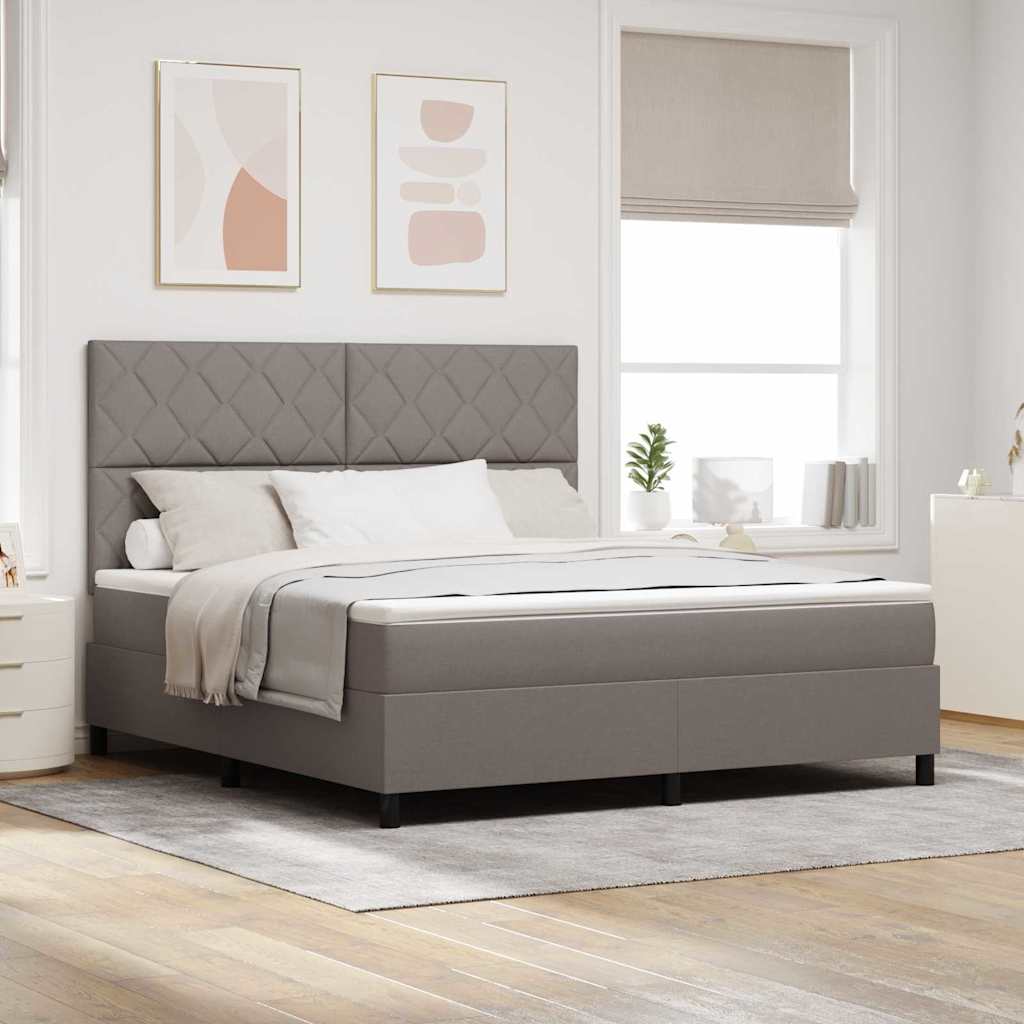 Box spring seng med hovedgærde Gråbrun 180 x 200 cm Stof