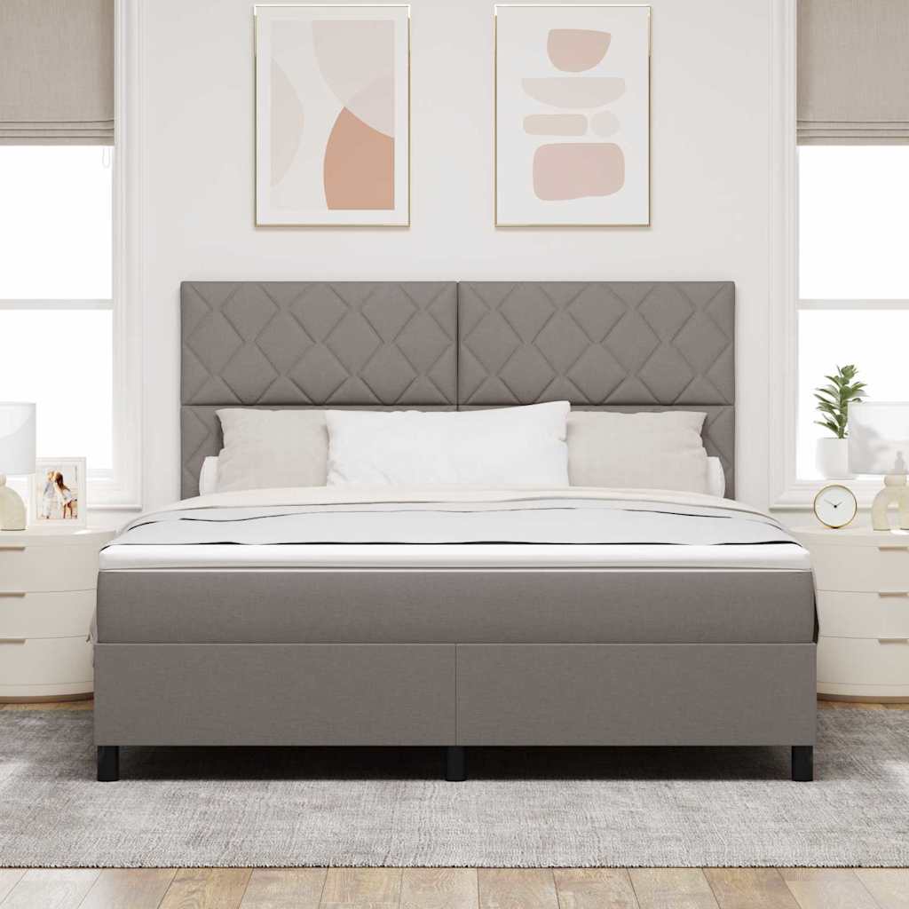 Box spring seng med hovedgærde Gråbrun 180 x 200 cm Stof