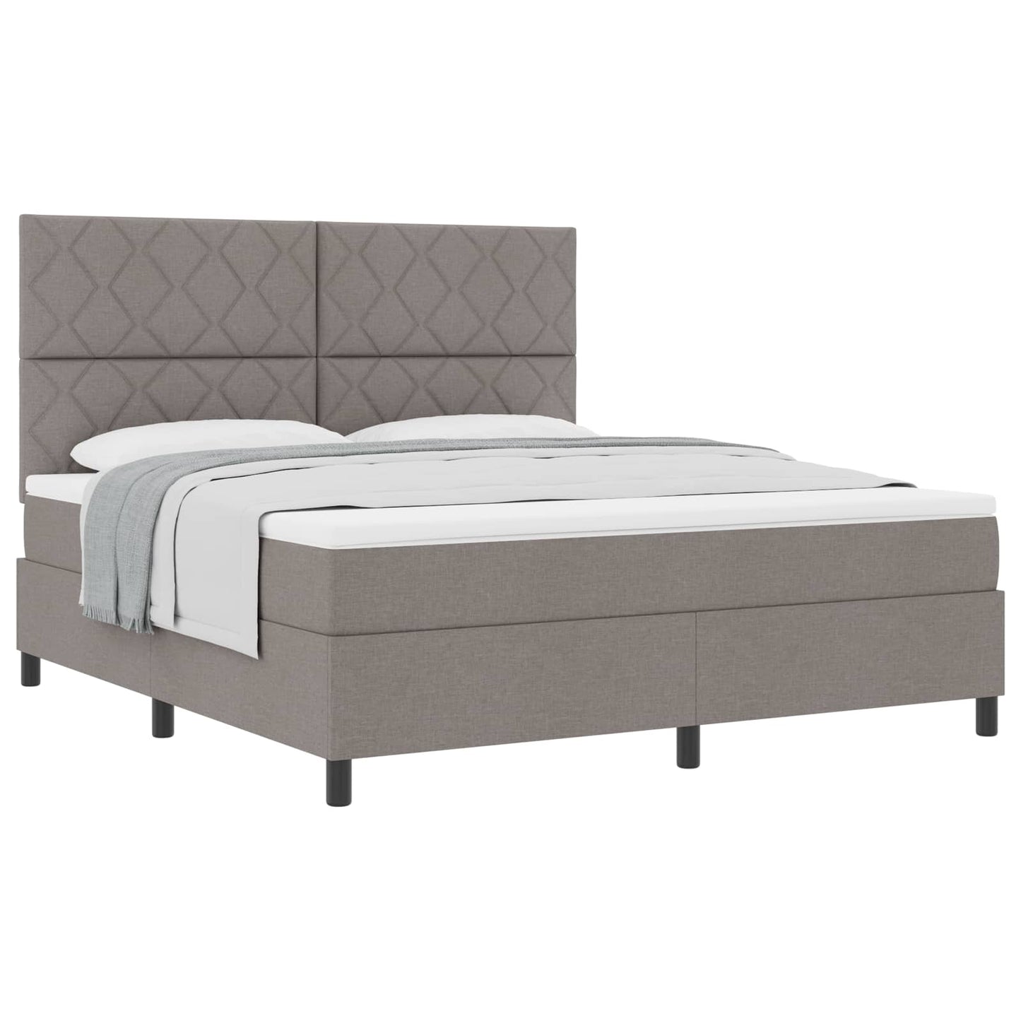 Box spring seng med hovedgærde Gråbrun 180 x 200 cm Stof