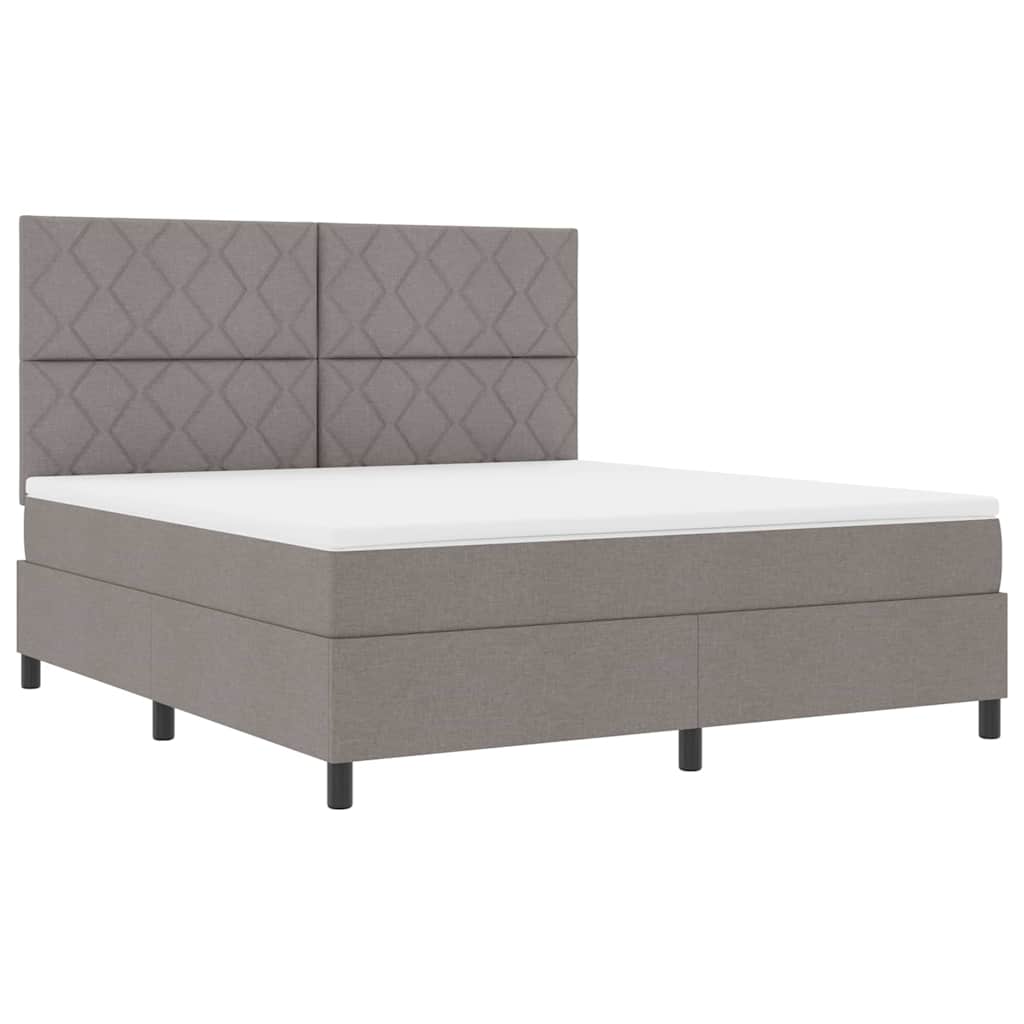 Box spring seng med hovedgærde Gråbrun 180 x 200 cm Stof