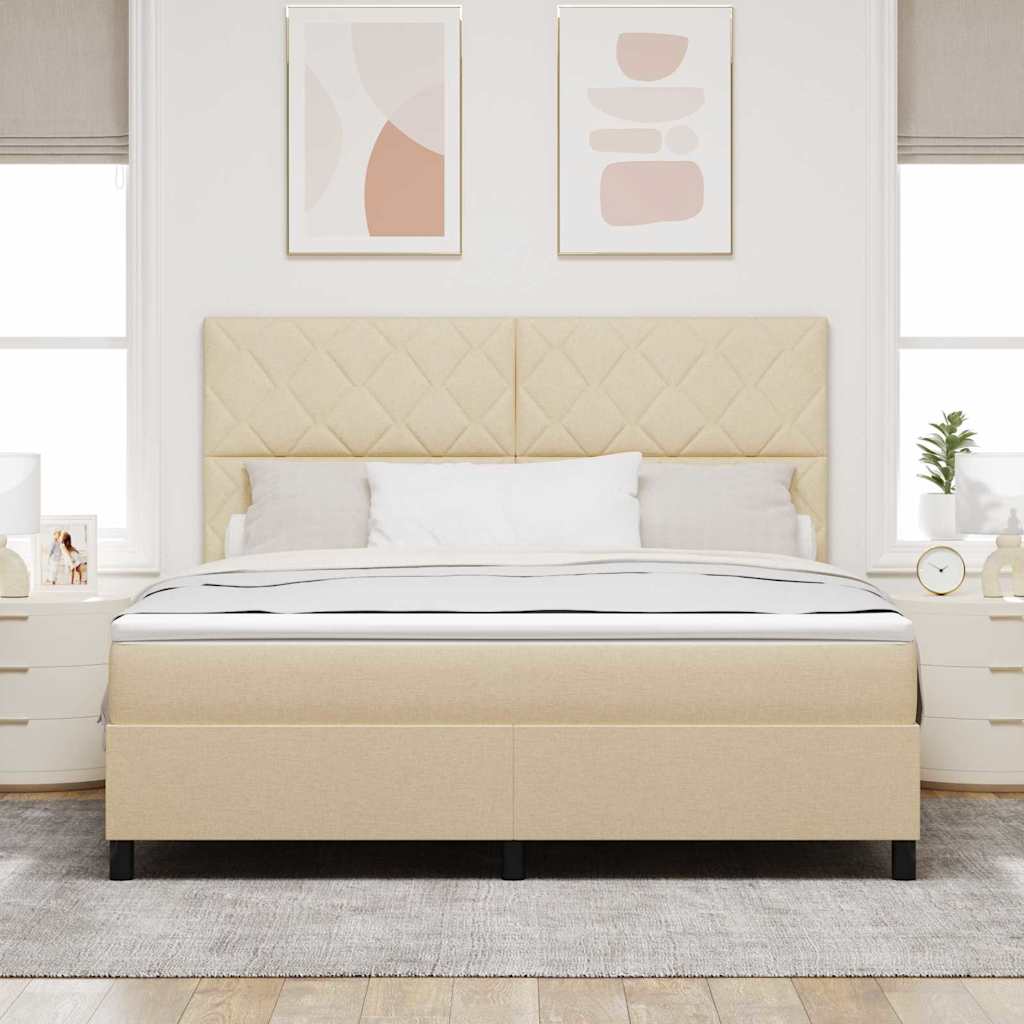 Box spring seng med hovedgærde Creme 180 x 200 cm Stof