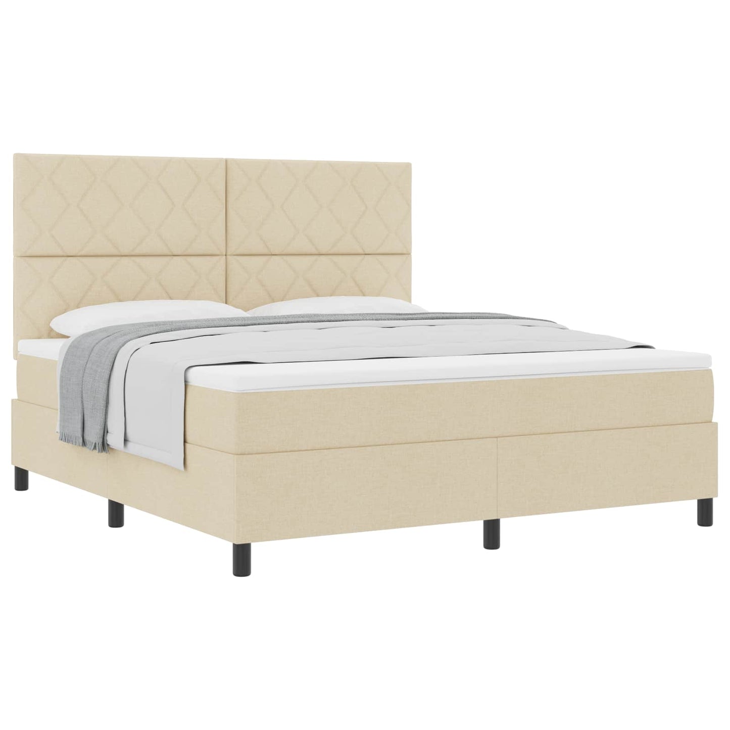 Box spring seng med hovedgærde Creme 180 x 200 cm Stof