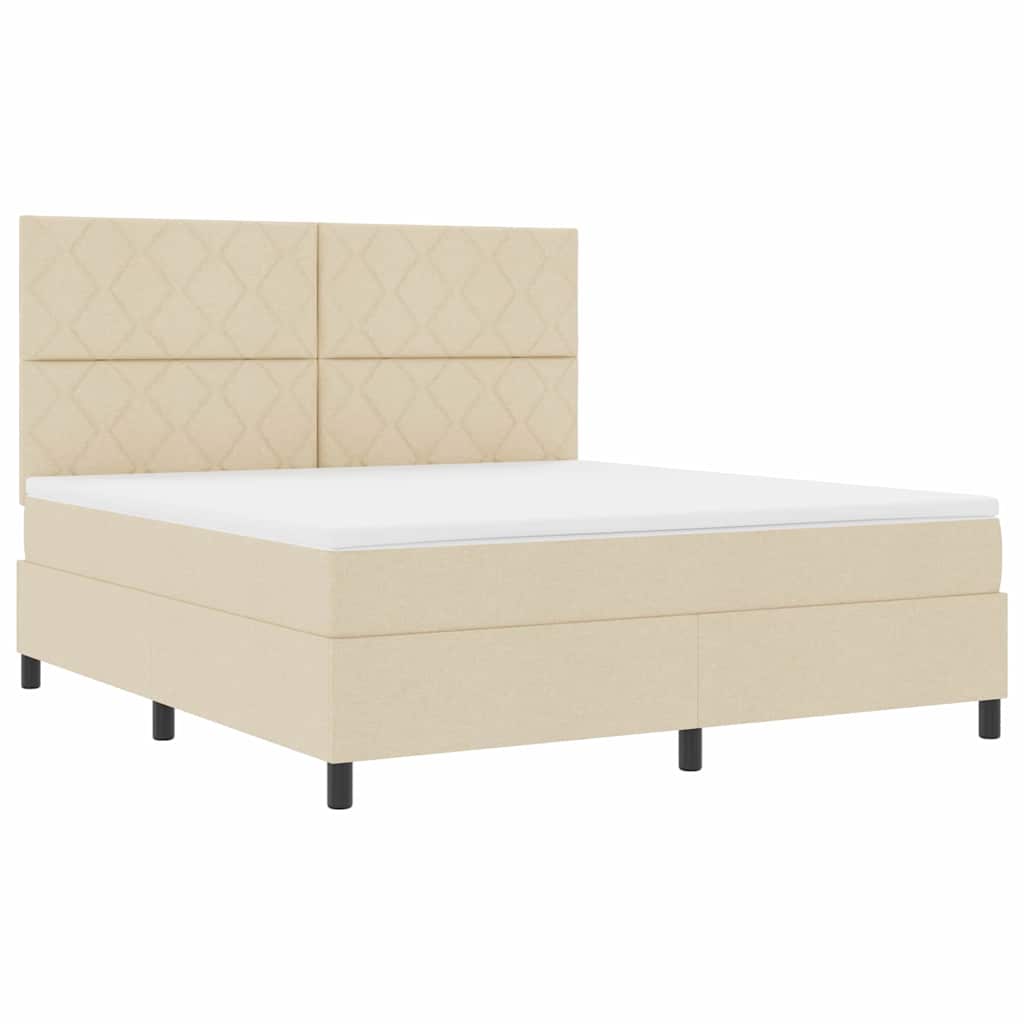 Box spring seng med hovedgærde Creme 180 x 200 cm Stof