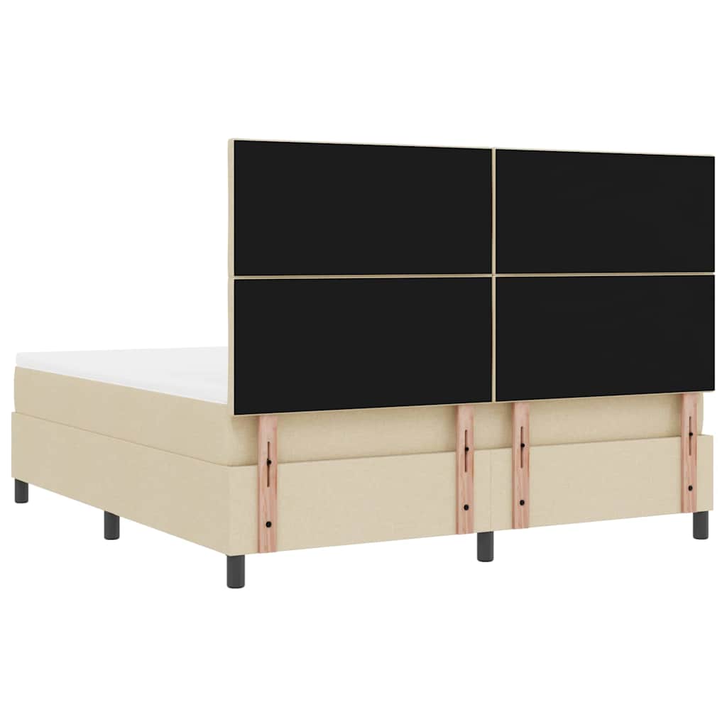 Box spring seng med hovedgærde Creme 180 x 200 cm Stof