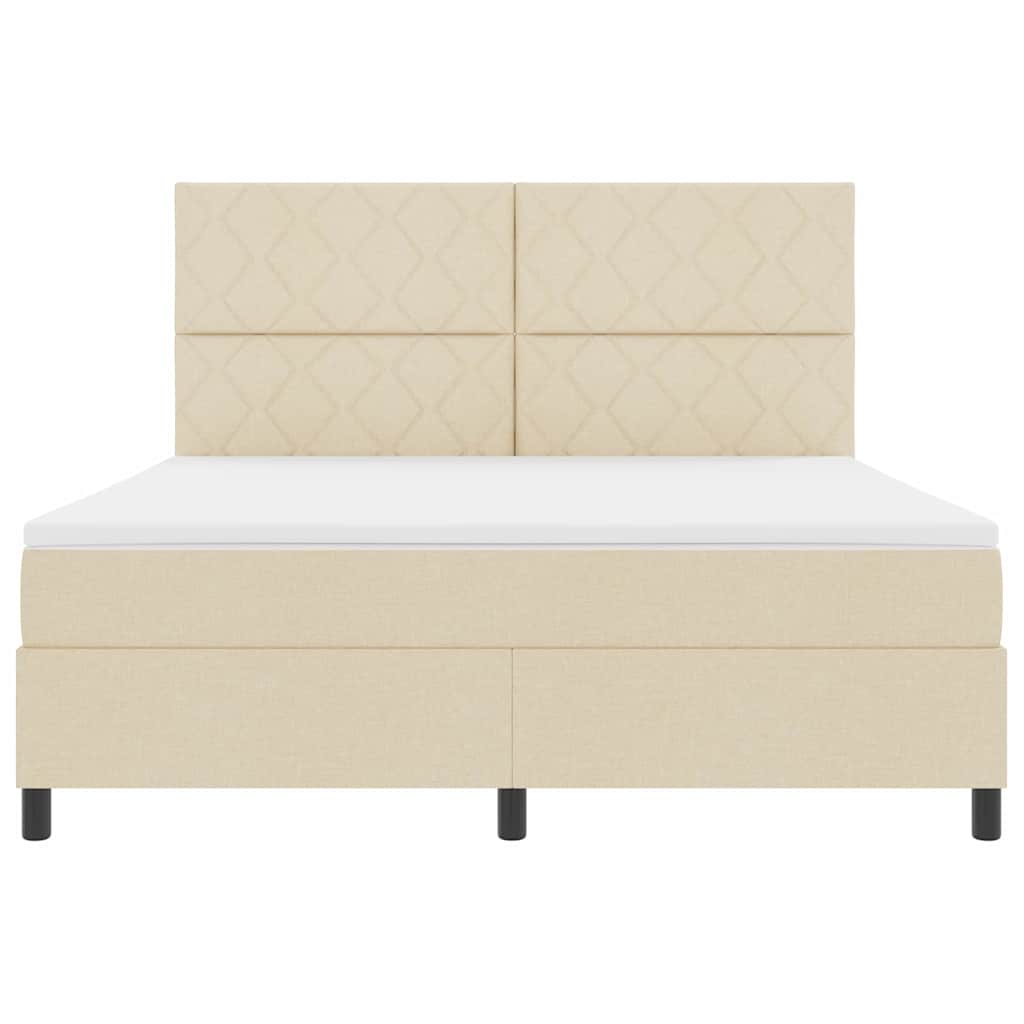Box spring seng med hovedgærde Creme 180 x 200 cm Stof