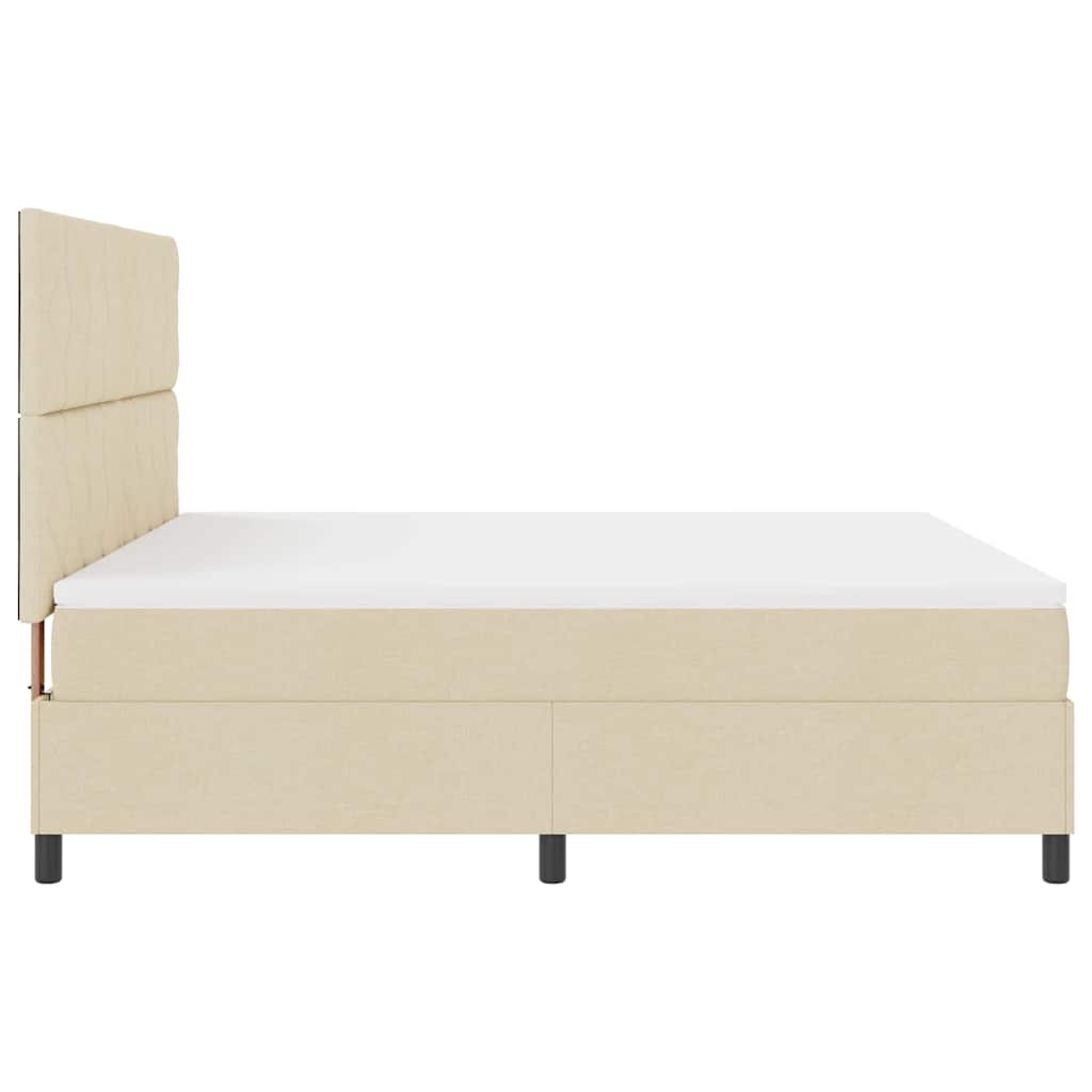 Box spring seng med hovedgærde Creme 180 x 200 cm Stof