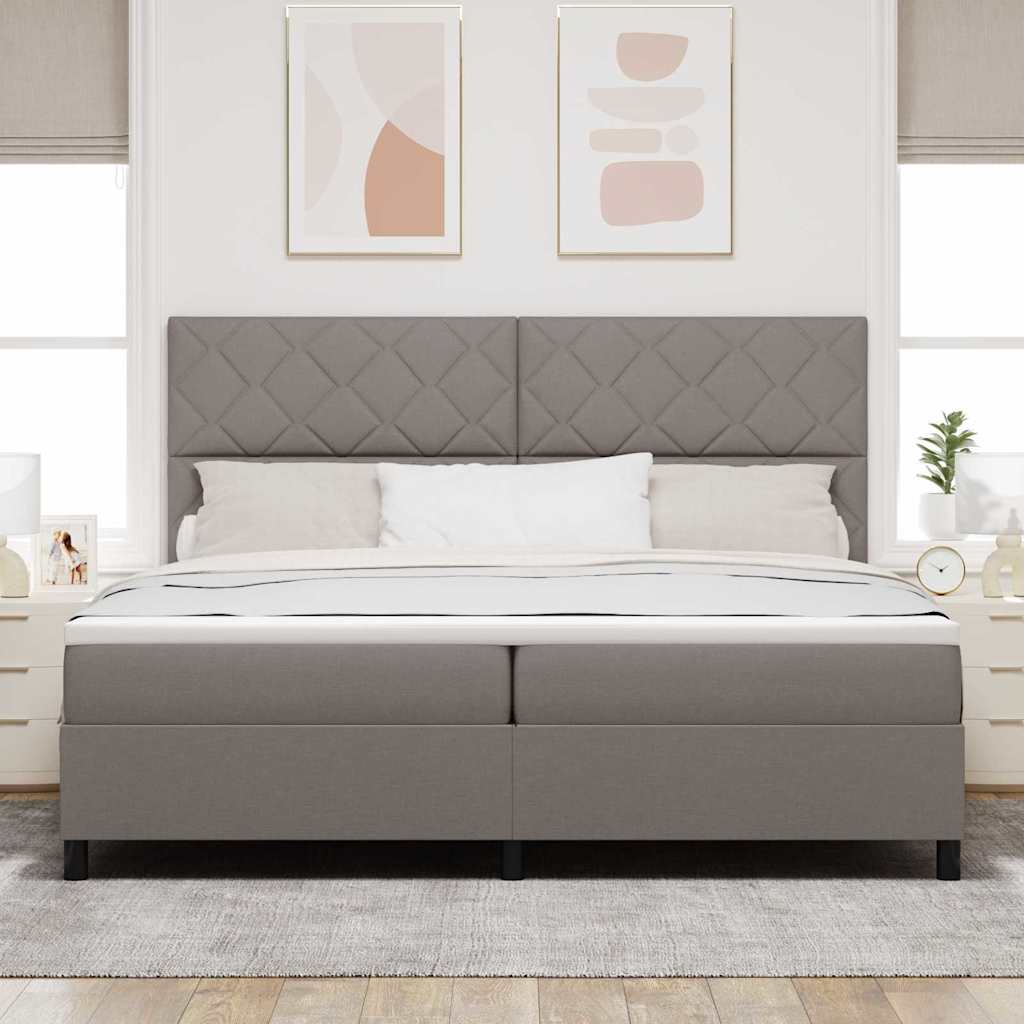 Box spring seng med hovedgærde Gråbrun 200 x 200 cm Stof