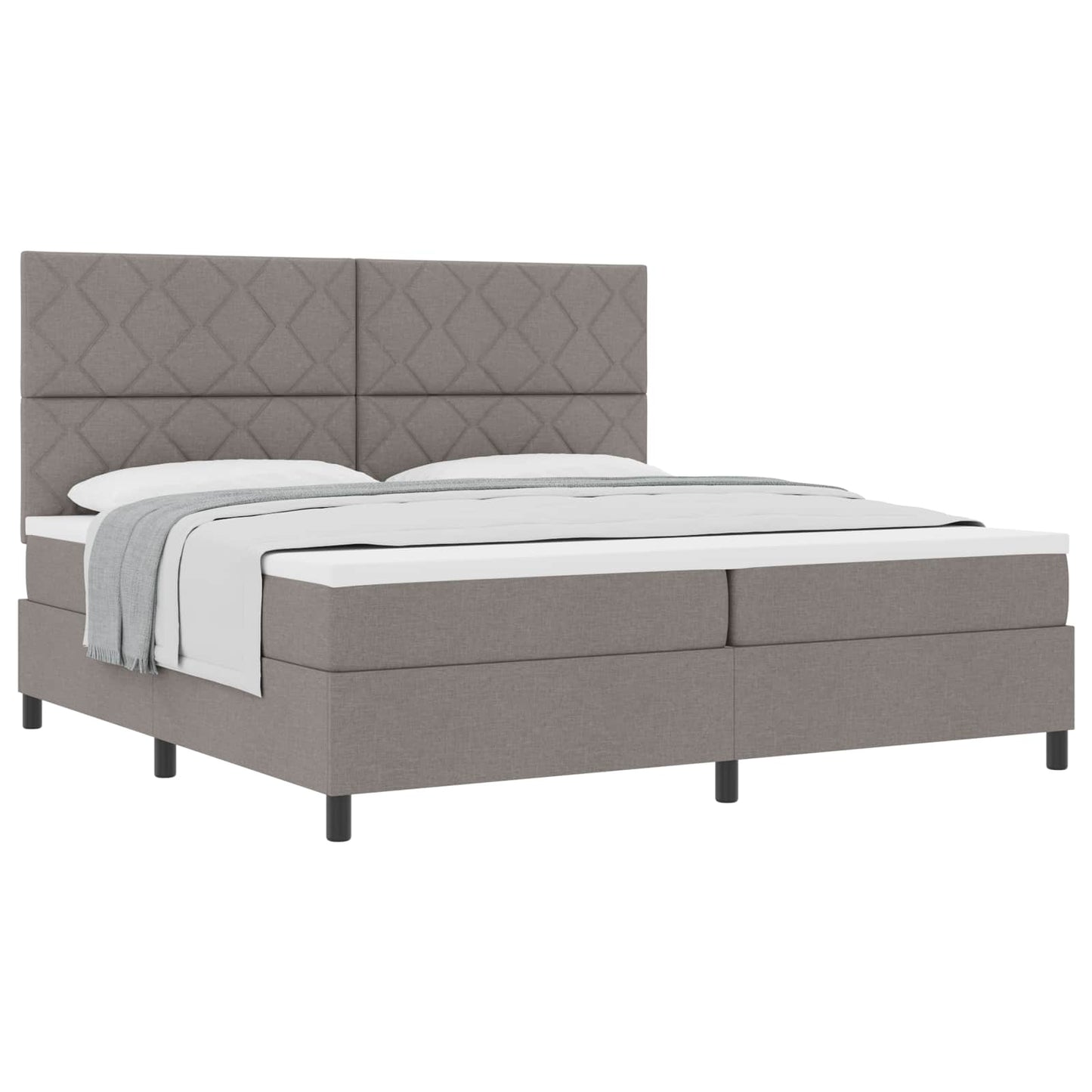 Box spring seng med hovedgærde Gråbrun 200 x 200 cm Stof