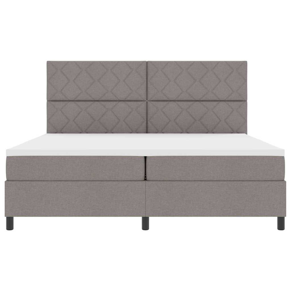 Box spring seng med hovedgærde Gråbrun 200 x 200 cm Stof