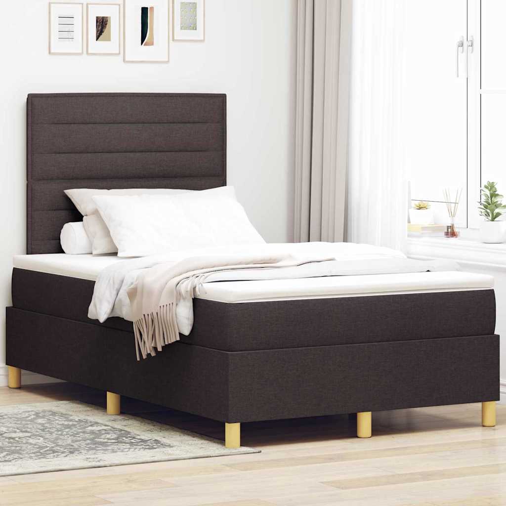 Box spring seng med hovedgærde Mørk Brun 120 x 190 cm Stof