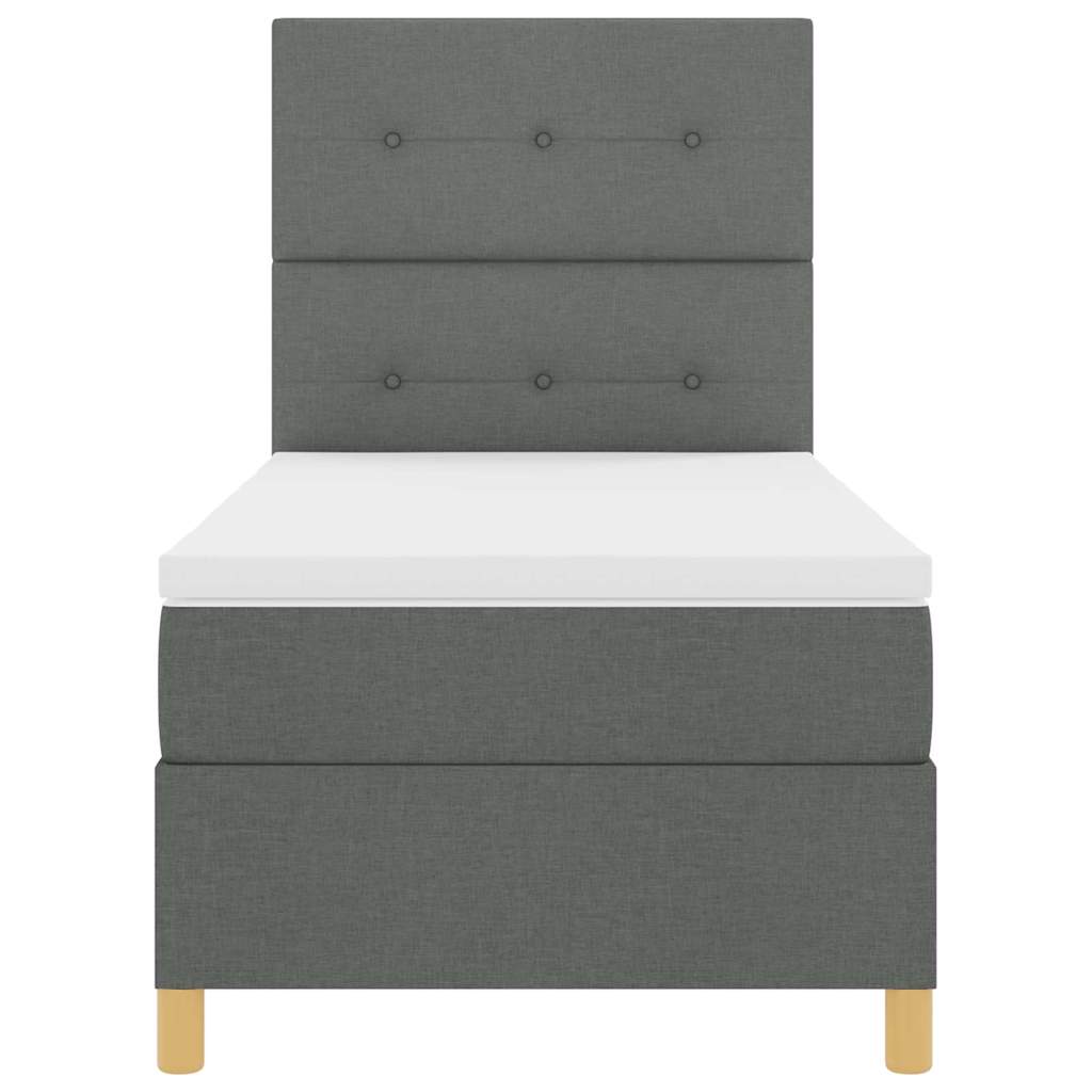 Box spring seng med hovedgærde Mørkegrå 90 x 190 cm Stof